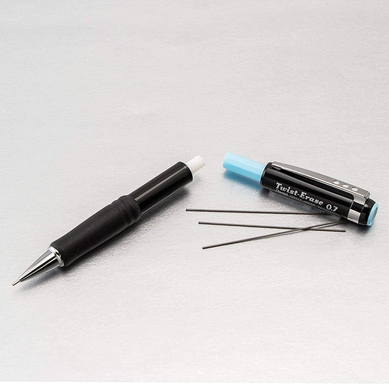Black Barrel Mechanical Pencil 0.7 mm – Erasable with Comfort Grip