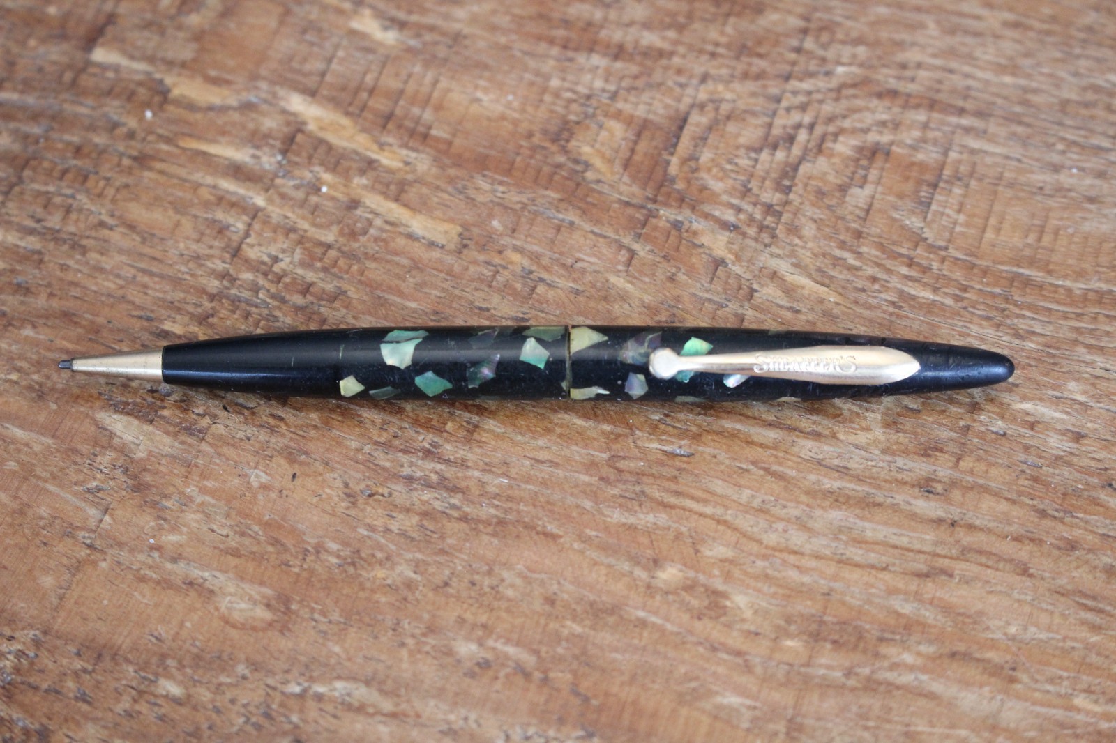 Vintage Black Green Marbled Bakelite Sheaffer Balance Mechanical Pencil Working