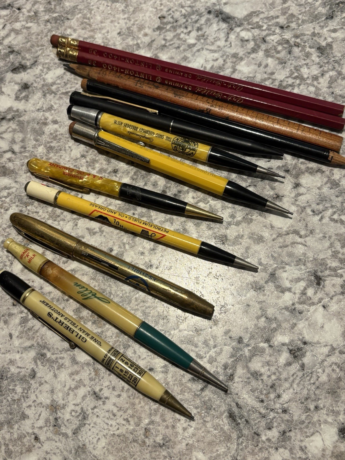Vintage Auto Advertising Mechanical Pencil Perpetual Calendar Lot GE Estate Read