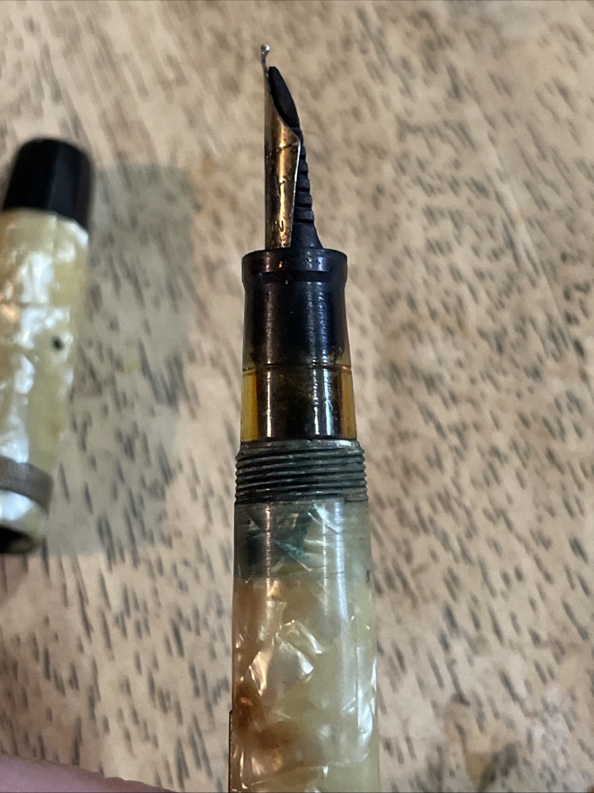 Vintage Fountain Pen WearEver Durex? Cream Mother of Pearl Celluloid AS IS
