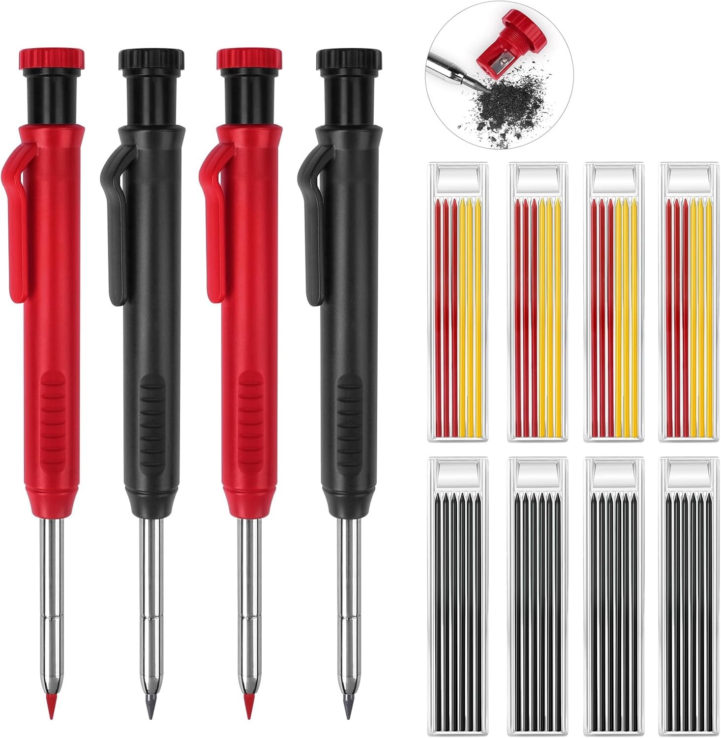 2 Pack Carpenter Construction Pencils Mechanical Pencils with 12 Refills USA,NEW