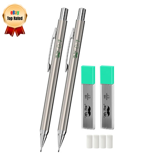 Mr. Pen Mechanical Pencil Set 0.7mm 2 Pack HB Lead Refills Erasers Drawing