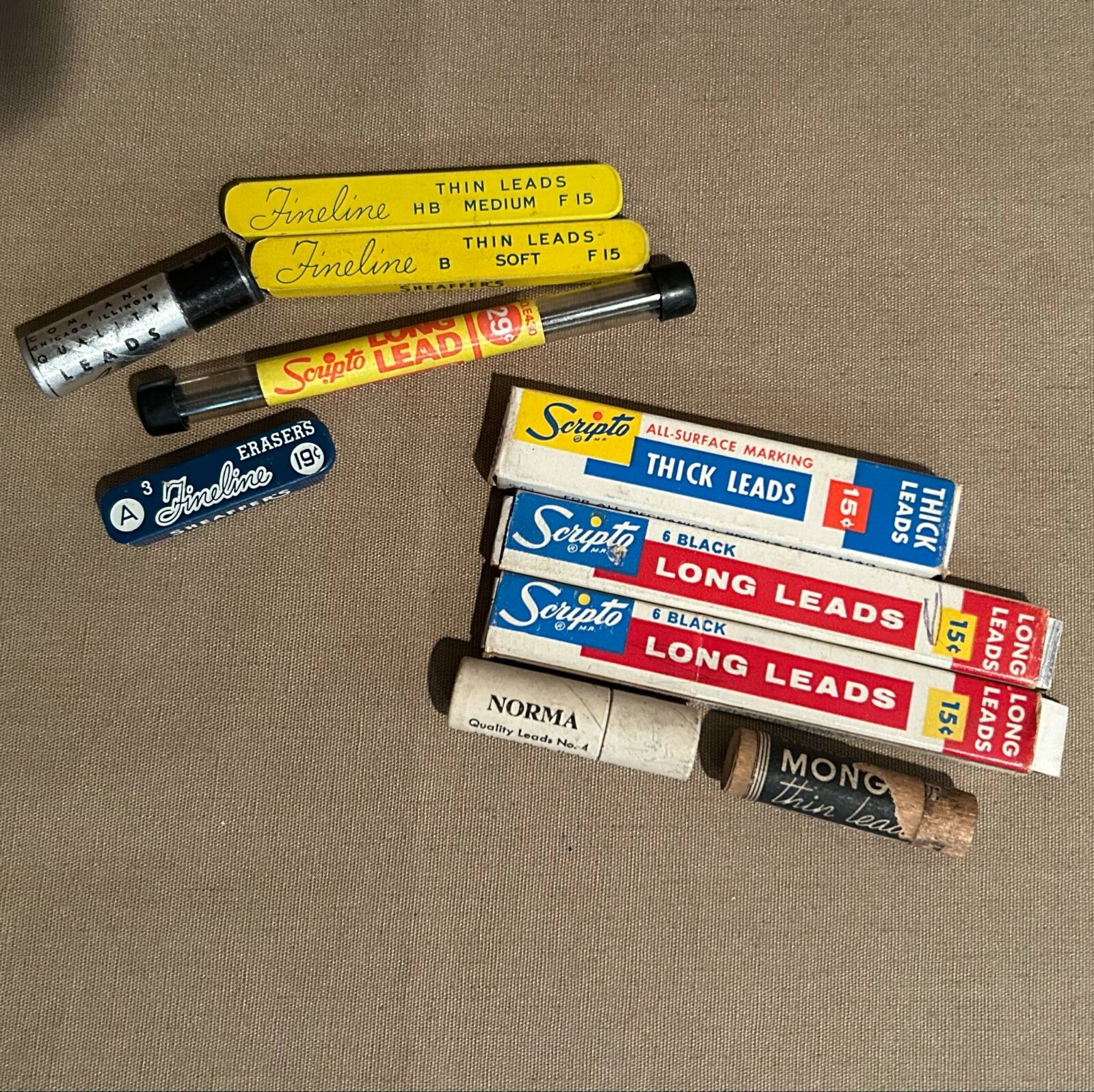 Mixed Lot (10) Vintage Sheaffer’s Leads Erasers Scripto Long Lead Autopoint READ