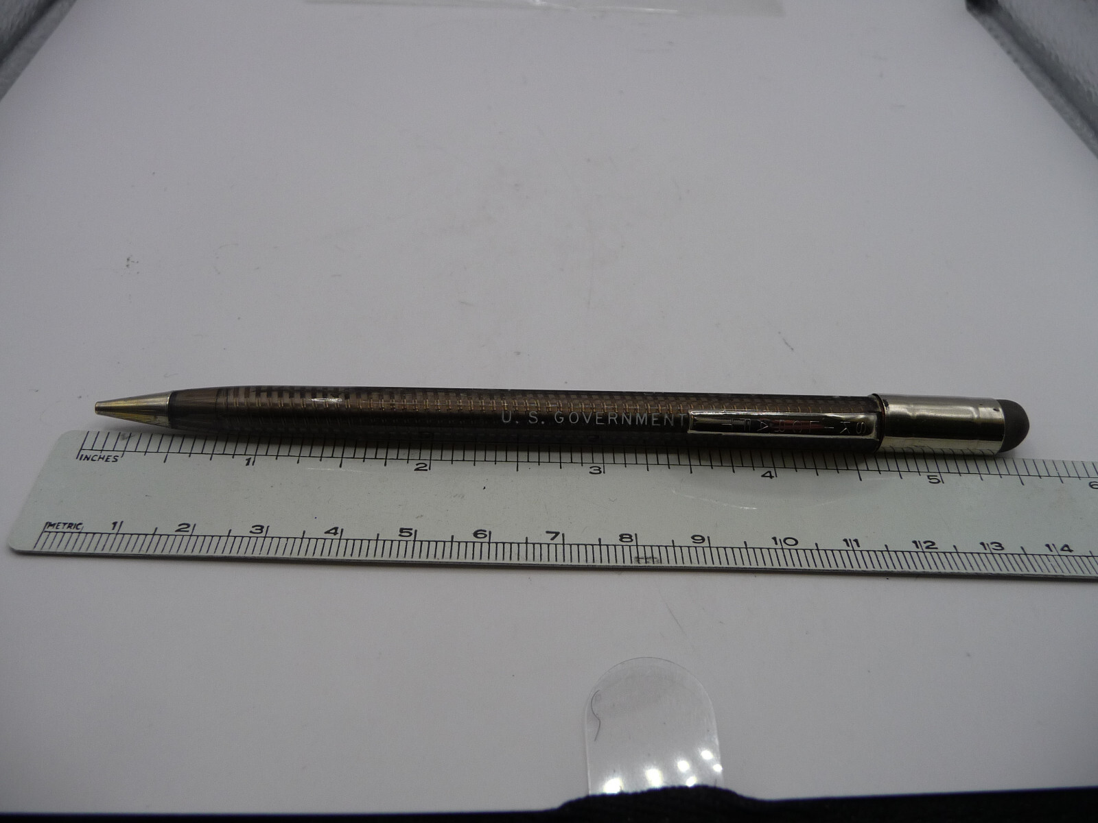 Scripto Vintage Transparent Black Pencil l.lmm working–U.S. GOVERNMENT