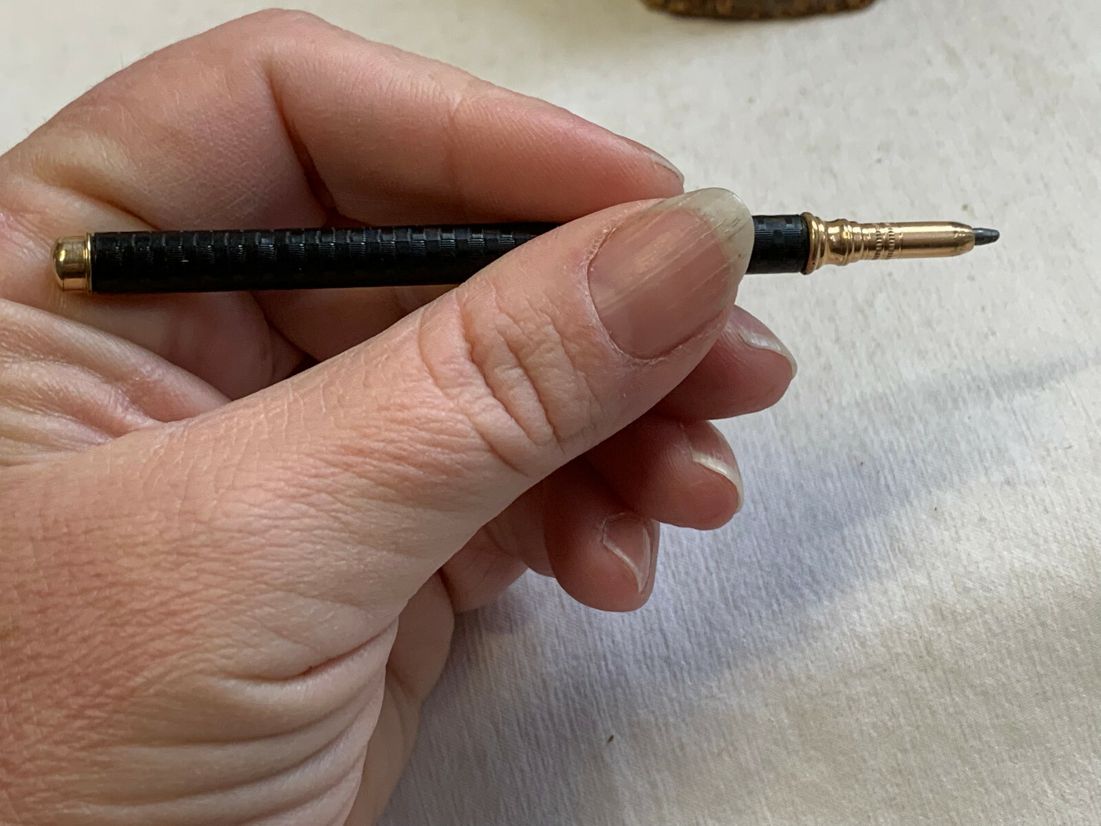 Vtg Mechanical Pencil Gold Filled Embossed Design Leather Wrapped