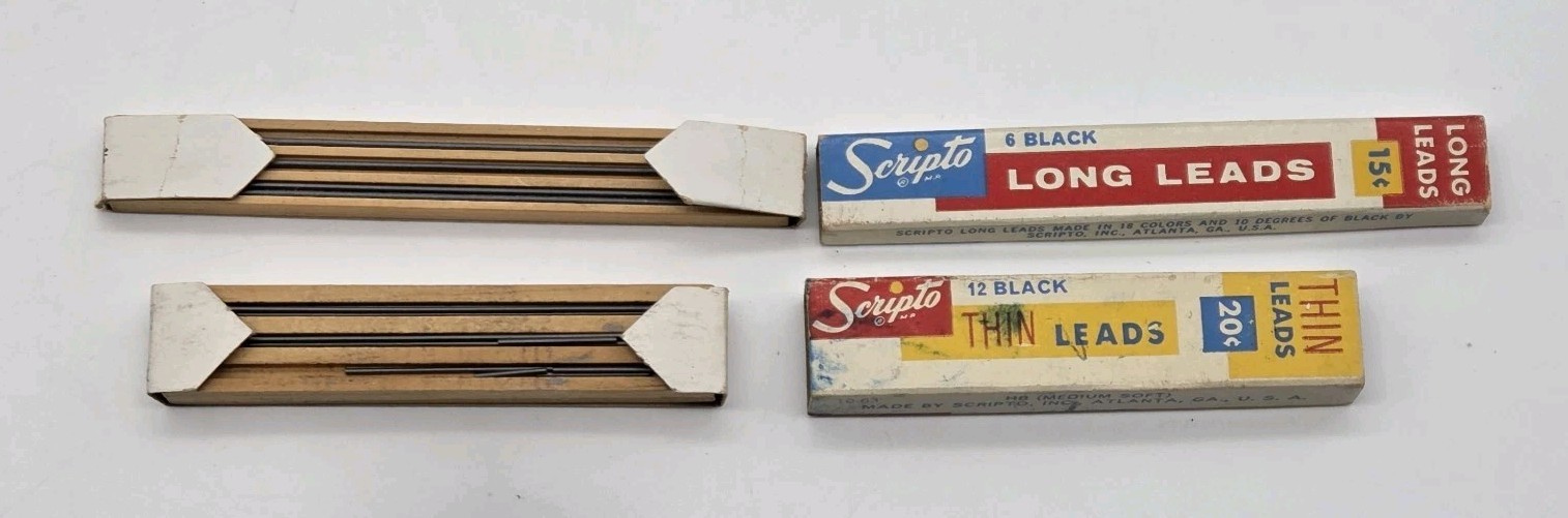 SCRIPTO Mechanical Pencil Long Leads & Thin Leads Refills USA VTG
