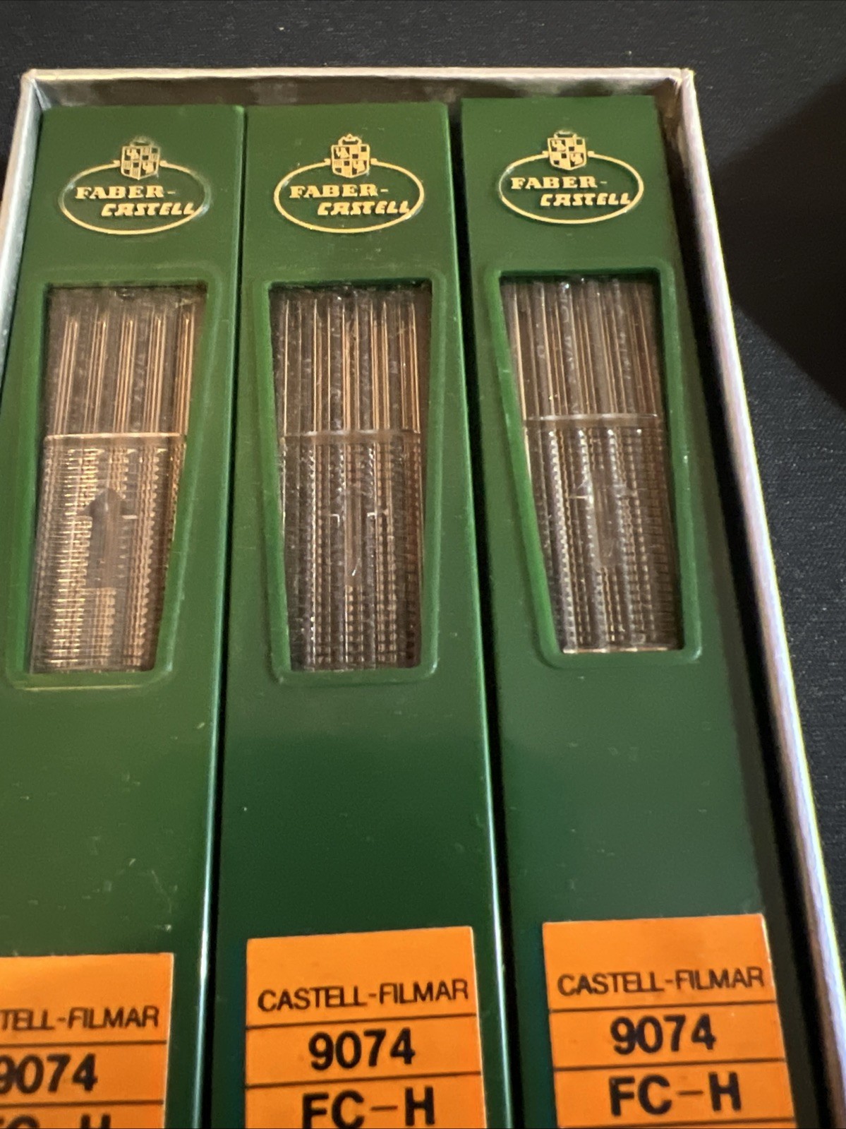 6 Vintage Faber-Castell Leads & Cases, Made in Germany-9074HB One Half Gross