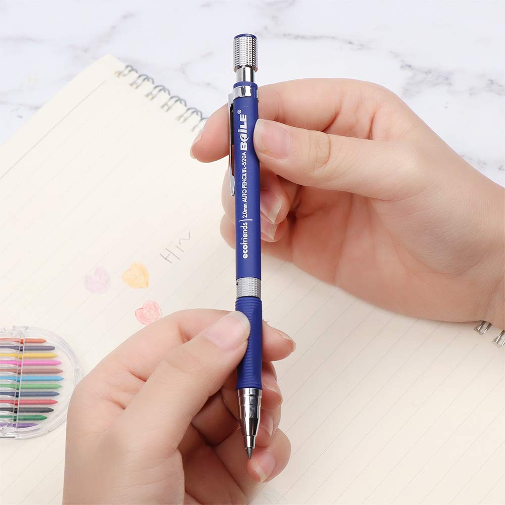5pcs 2.0 mm Mechanical Pencil Lead Holder Set, 3pcs Automatic Multicolor