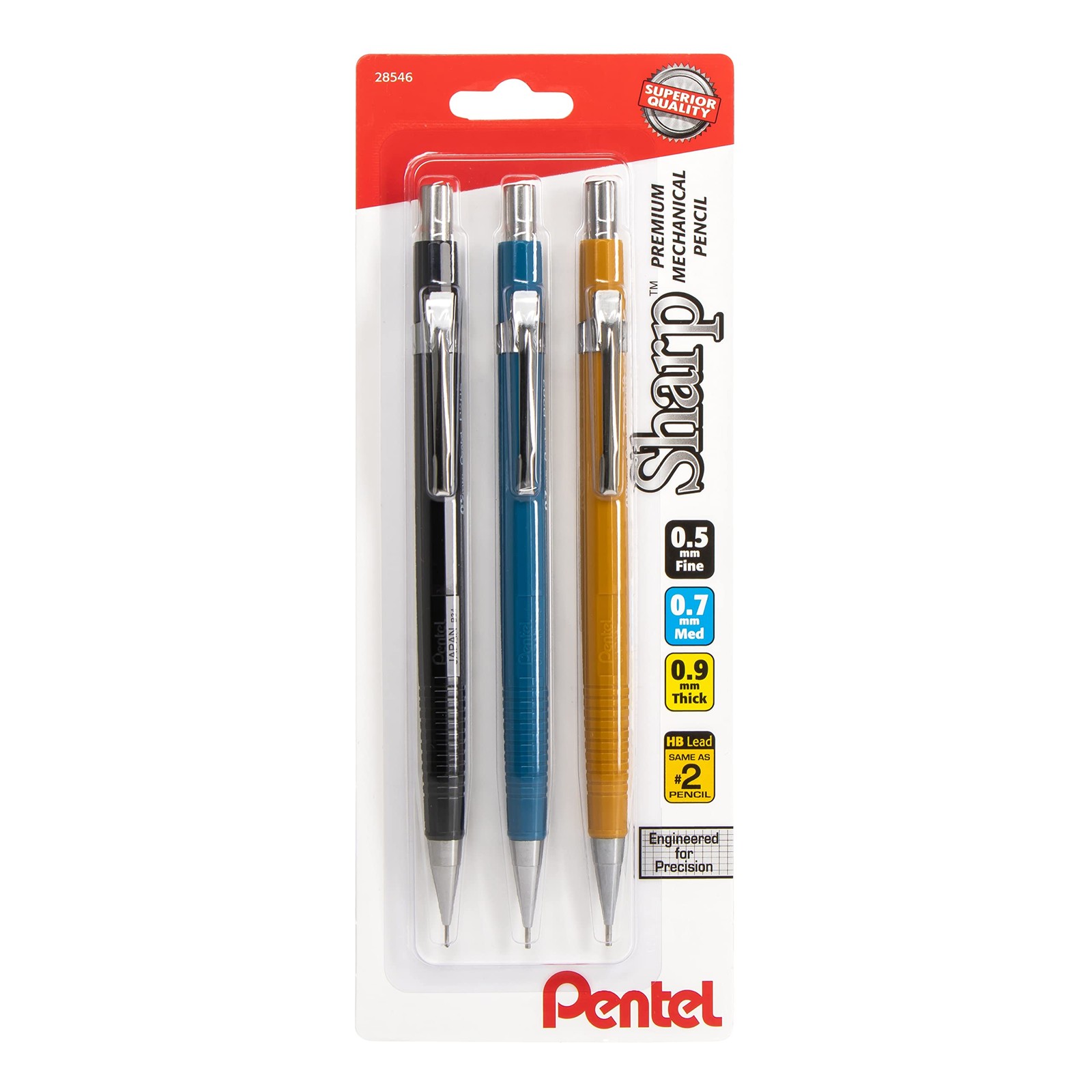 Pentel Sharp Mechanical Pencil 3 1 Count (Pack of 3), Black, Blue, Yellow
