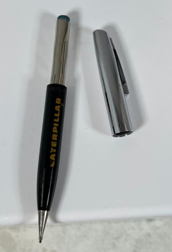Vintage Shaeffer’s Silver Tone & Black CATERPILLAR Advertising Mechanical Pencil