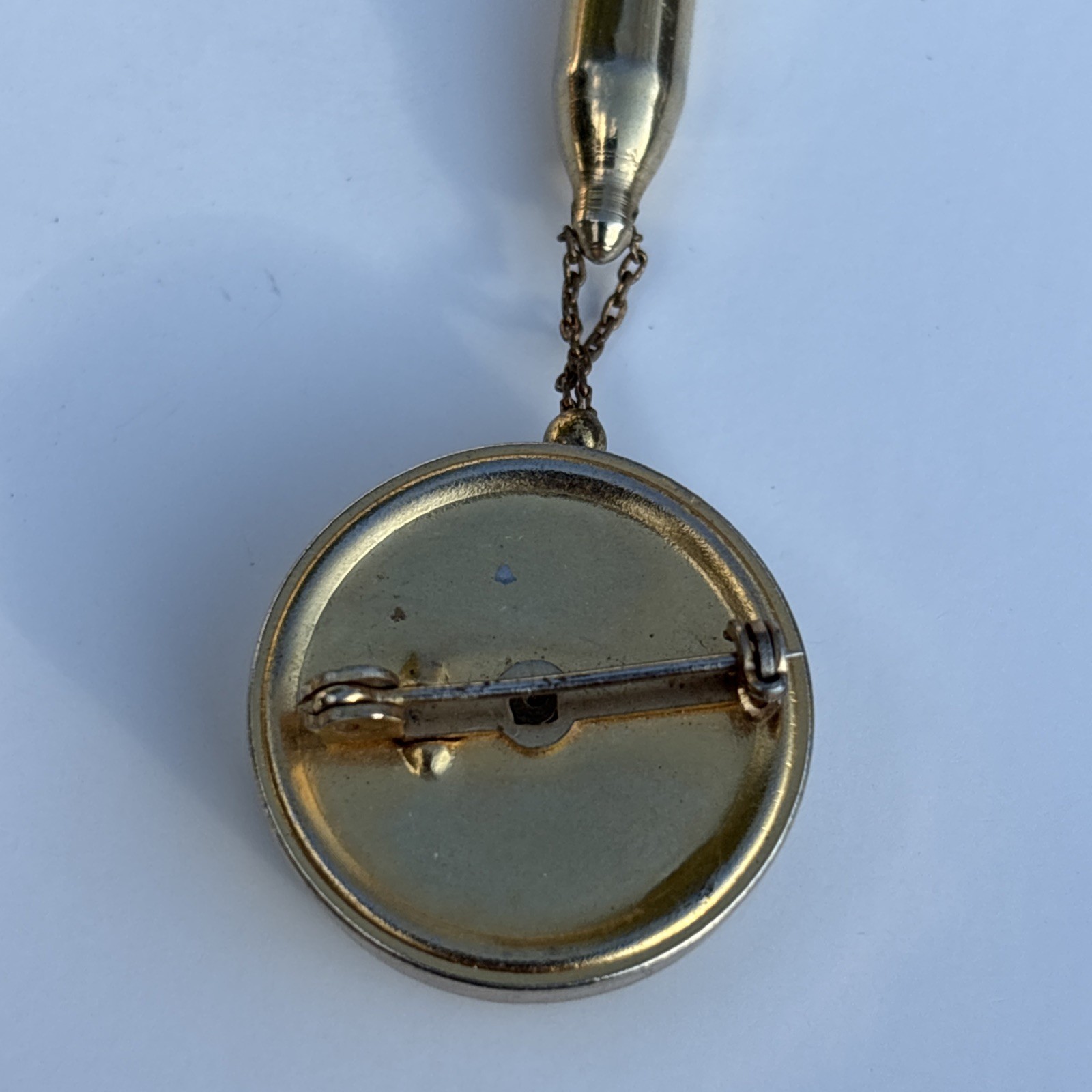 Antique Victorian Floral Etched Lapel Pin Mechanical Pencil Gold Tone