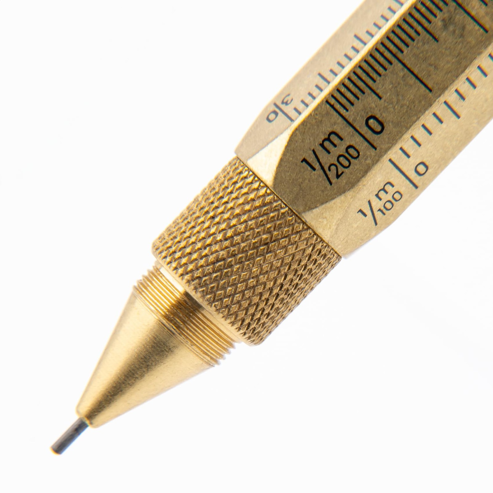 USA 9-in-1 Tool Mechanical Pencil in Brass – Hand-Machined Multifunctional Pe…