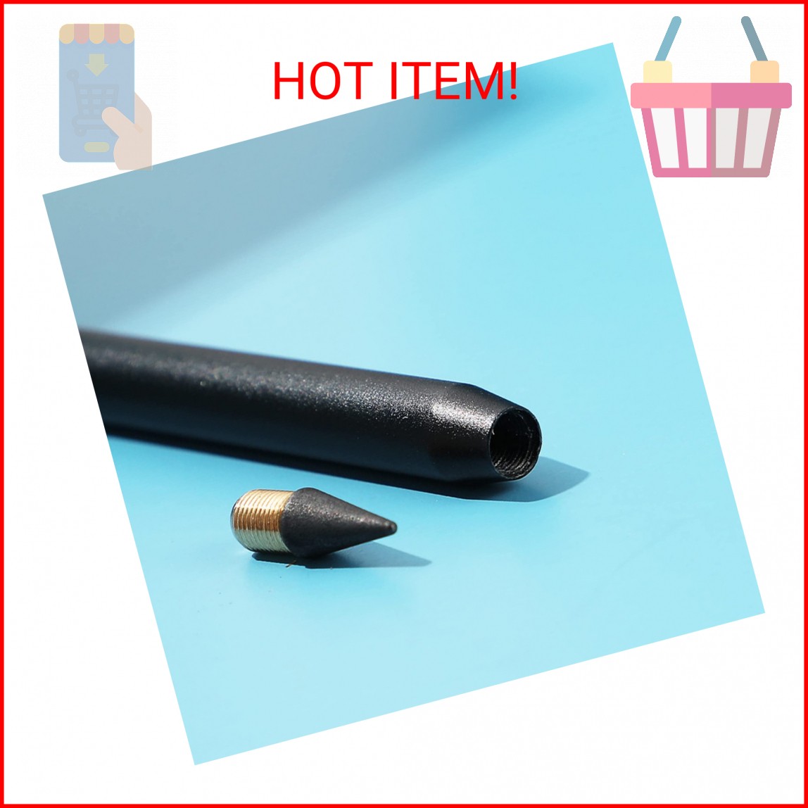 2pcs Metal Inkless Pencil with BONUS 2 Replaceable Nibs, Metal Inkless Pen Erasa