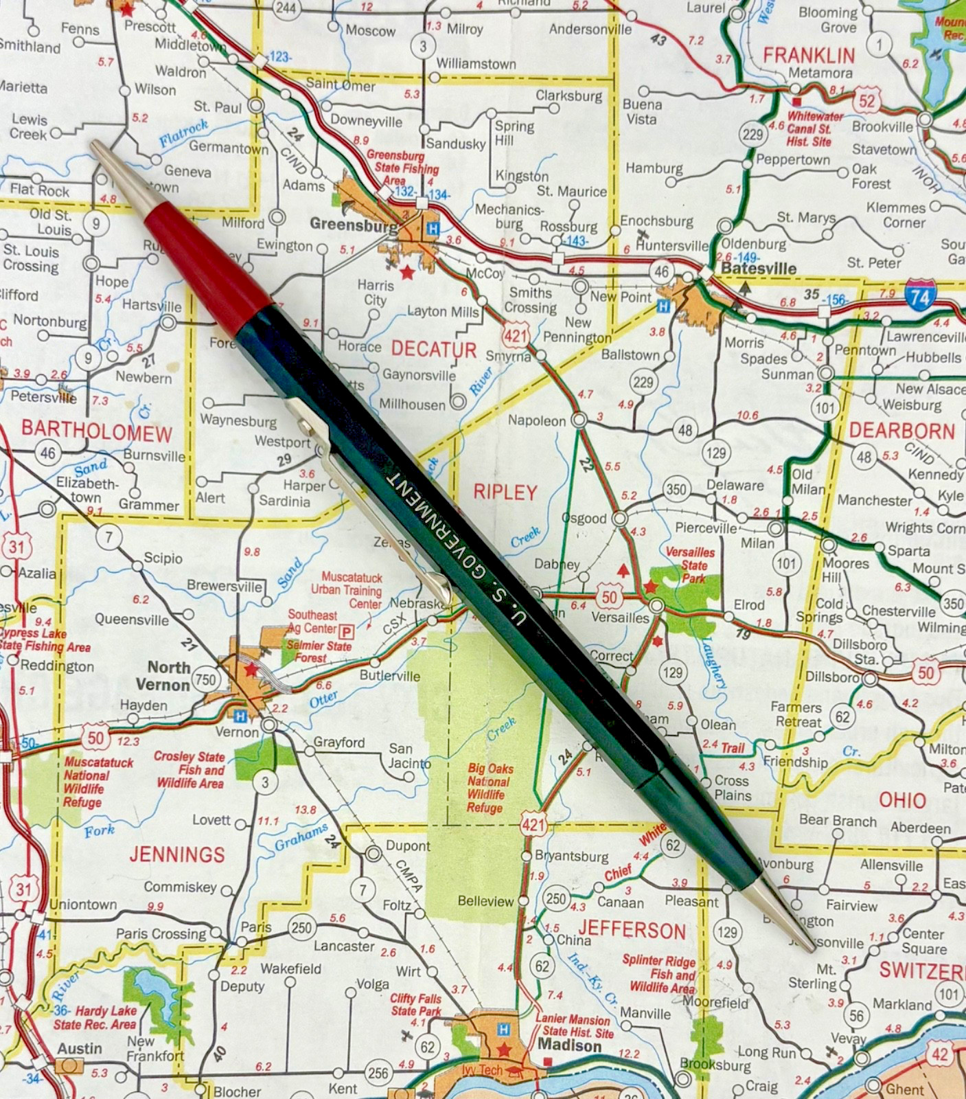Vintage Autopoint Twinpoint Mechanical Pencil Red / Black leads – US Government