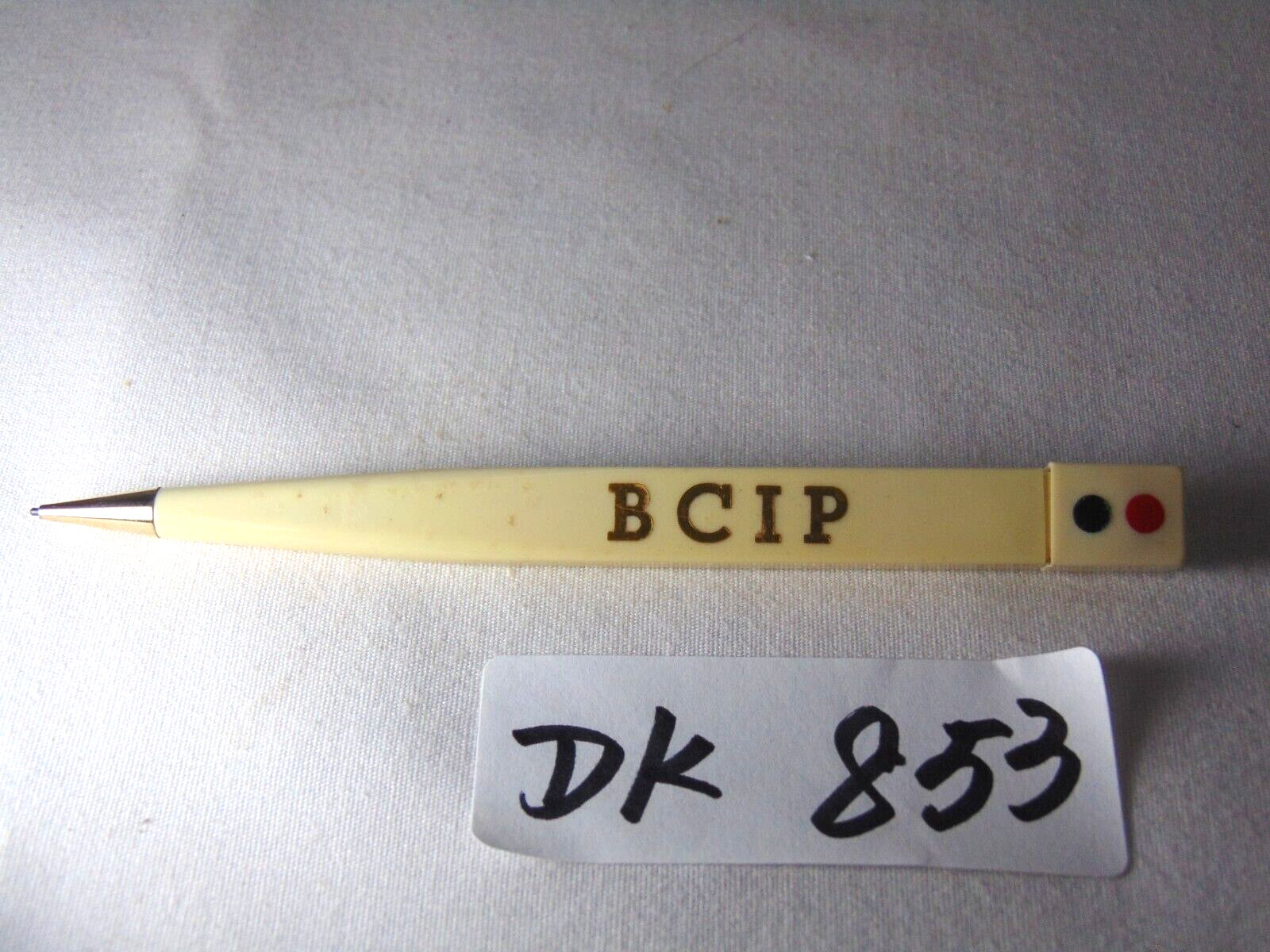 Vintage Stencil Mechanical Pencil Advertising BCIP B CIP USA Made Red Black Dot