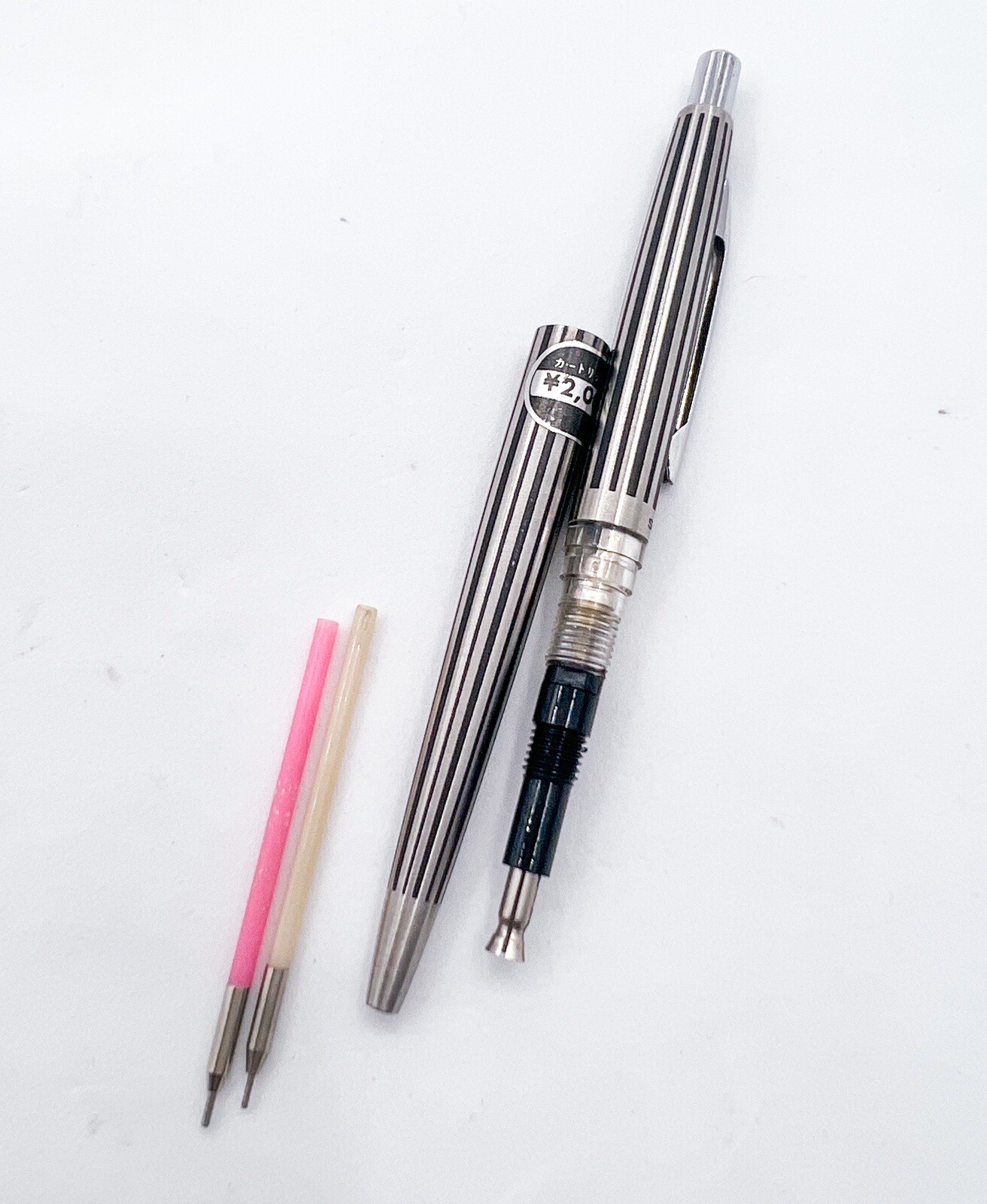 NOS Sailor Cassette Mechanical Pencil Etched Steel 0.3/0.5 Manual Retract Tip