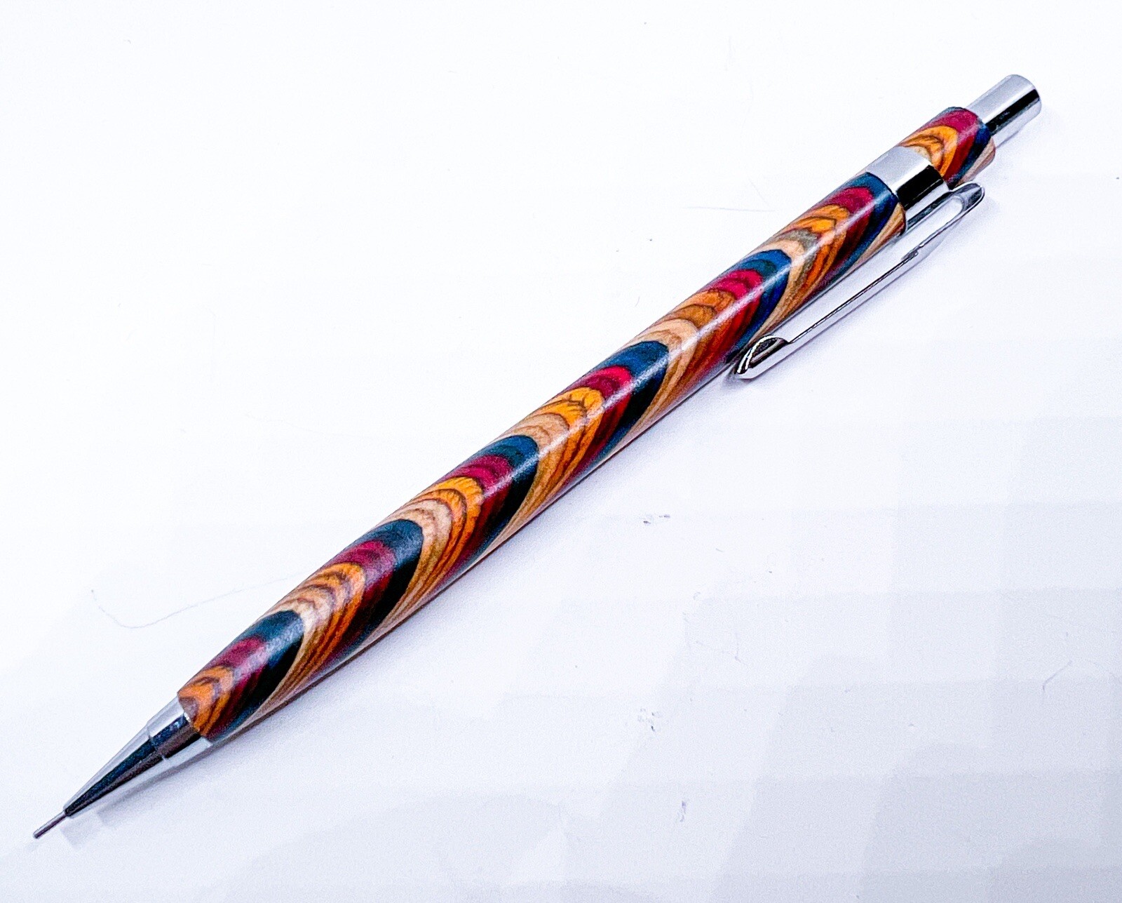 NEW Natural WOOD Rainbow Color MECHANICAL PENCIL 0.5mm Push Drafting