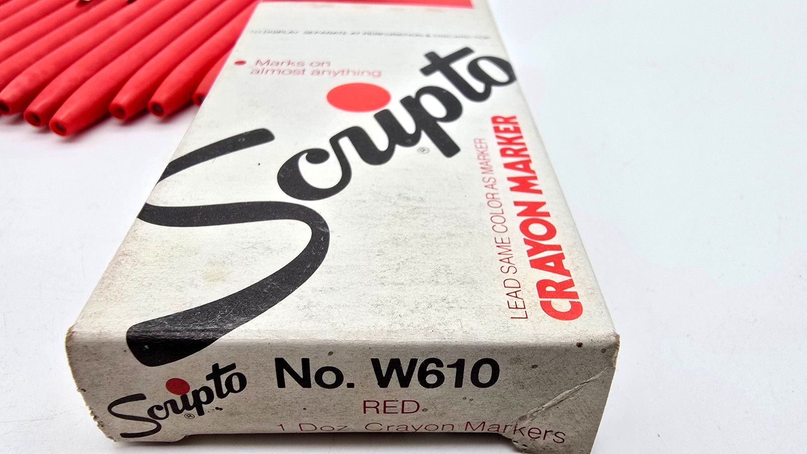 Box of 12 Vintage Scripto W610 Red Mechanical Crayon Marker Pencil New NOS