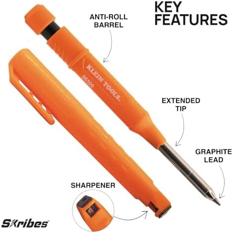 KLEIN TOOLS 80189 Skribes 2.8 mm Mechanical Carpenter Pencil with Built-In Sharp