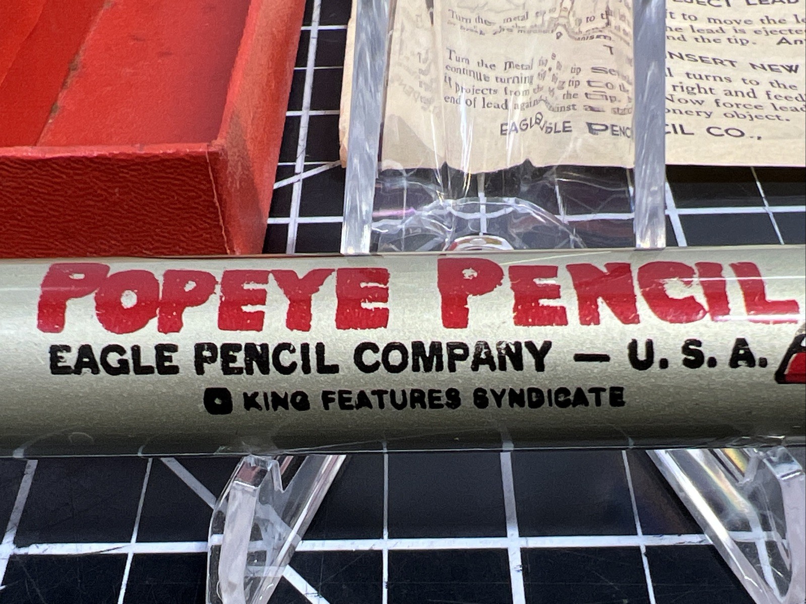 1929 Popeye Mechanical Pencil Eagle Company Original Box 944 Copying Leads 1920s
