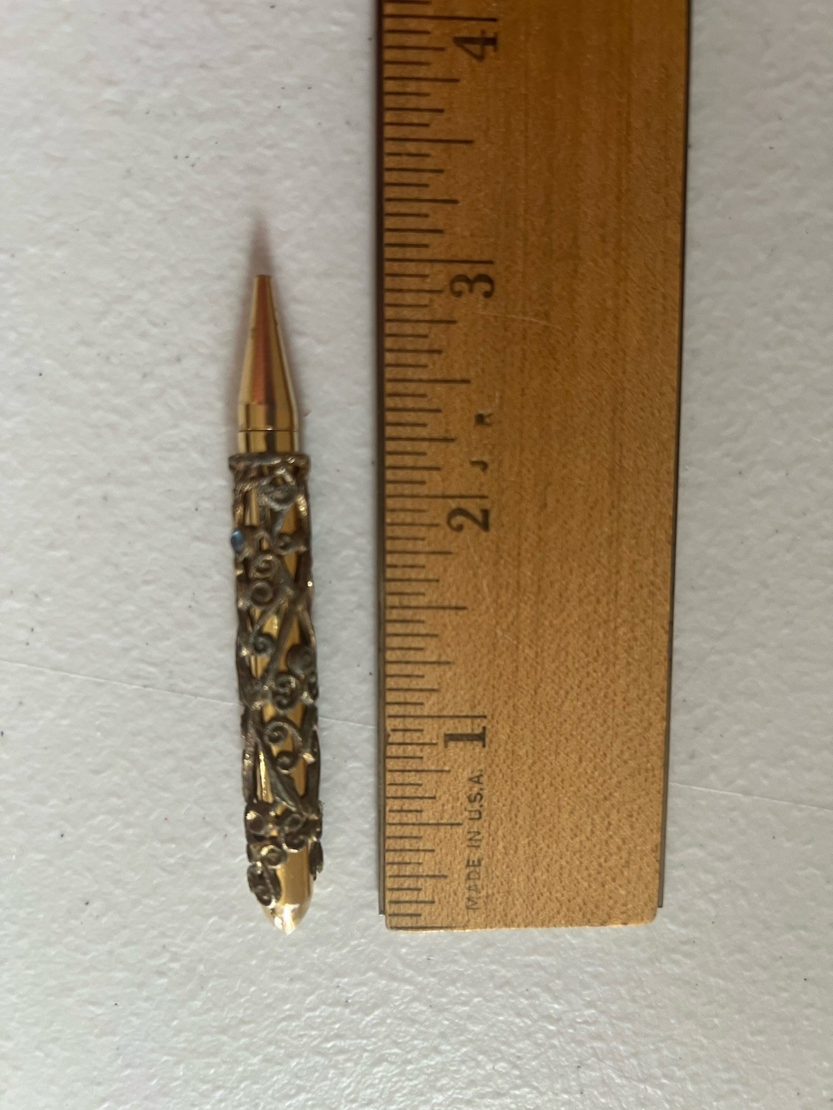Vintage Mechanical Gold Tone Filigree Mini Pencil
