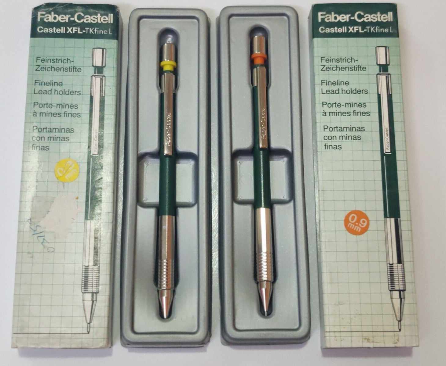 Vtg 2Pcs Nos FABER-CASTELL XFL-K FINE L 0.3+0.9mm Drafting Mechanical Pencil 80s
