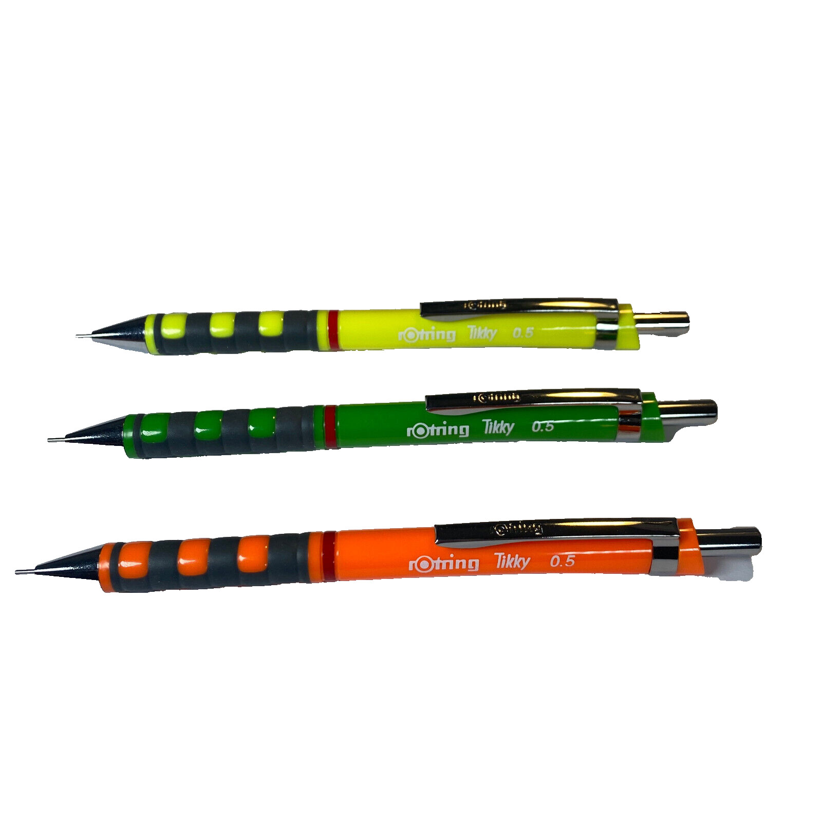 NEW Rotring Tikky 0.5 mm Mechanical Pencil Lot of 3 Grip Green Orange Yellow