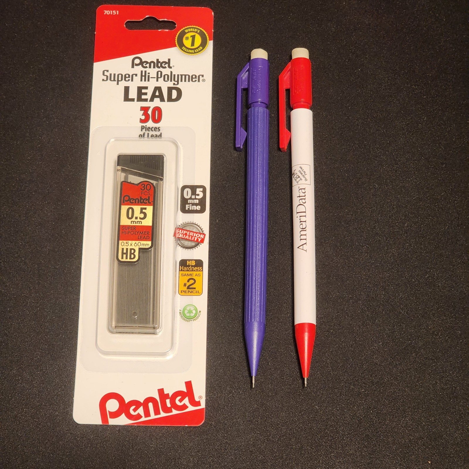 x2 Pentel A45 0.5mm Automatic Mechanical Pencil Purple, White Red IBM AmeriData