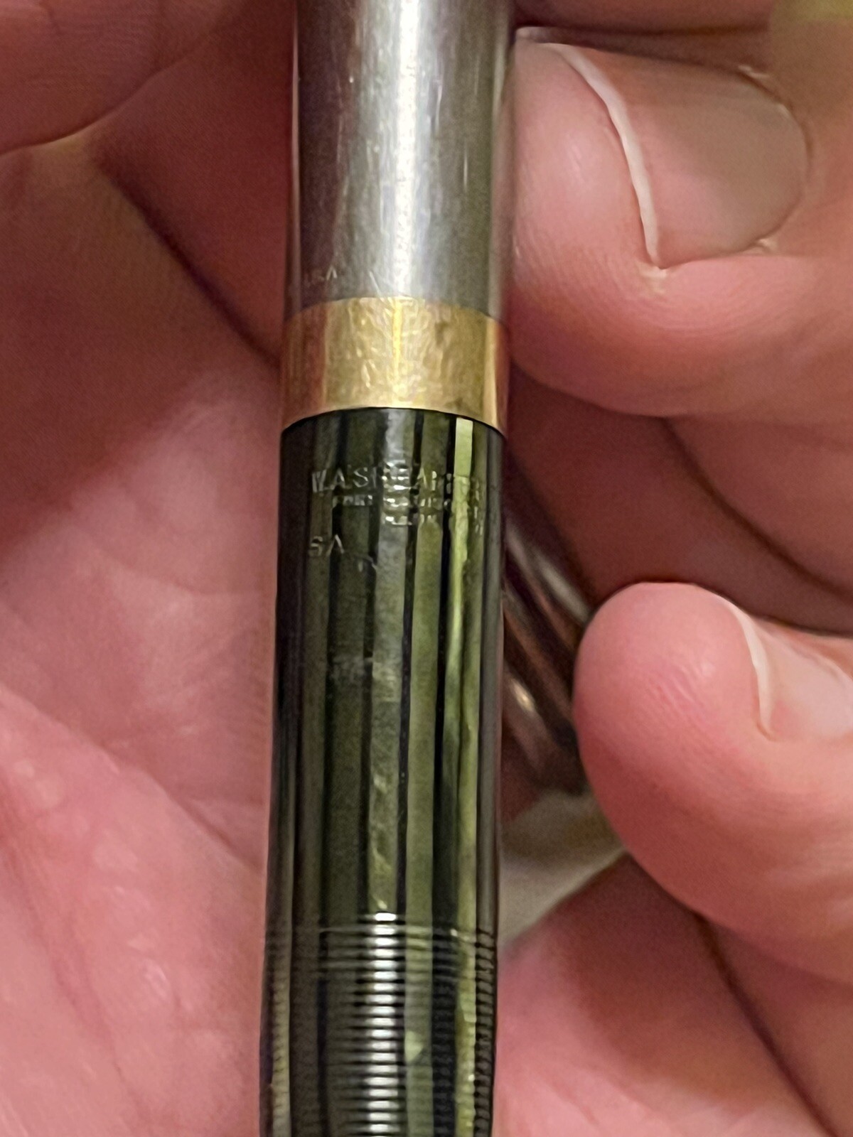 VINTAGE SCHEAFFER FOUNTAIN PEN Co 14K Pencil #500 Iridescent Green Silver