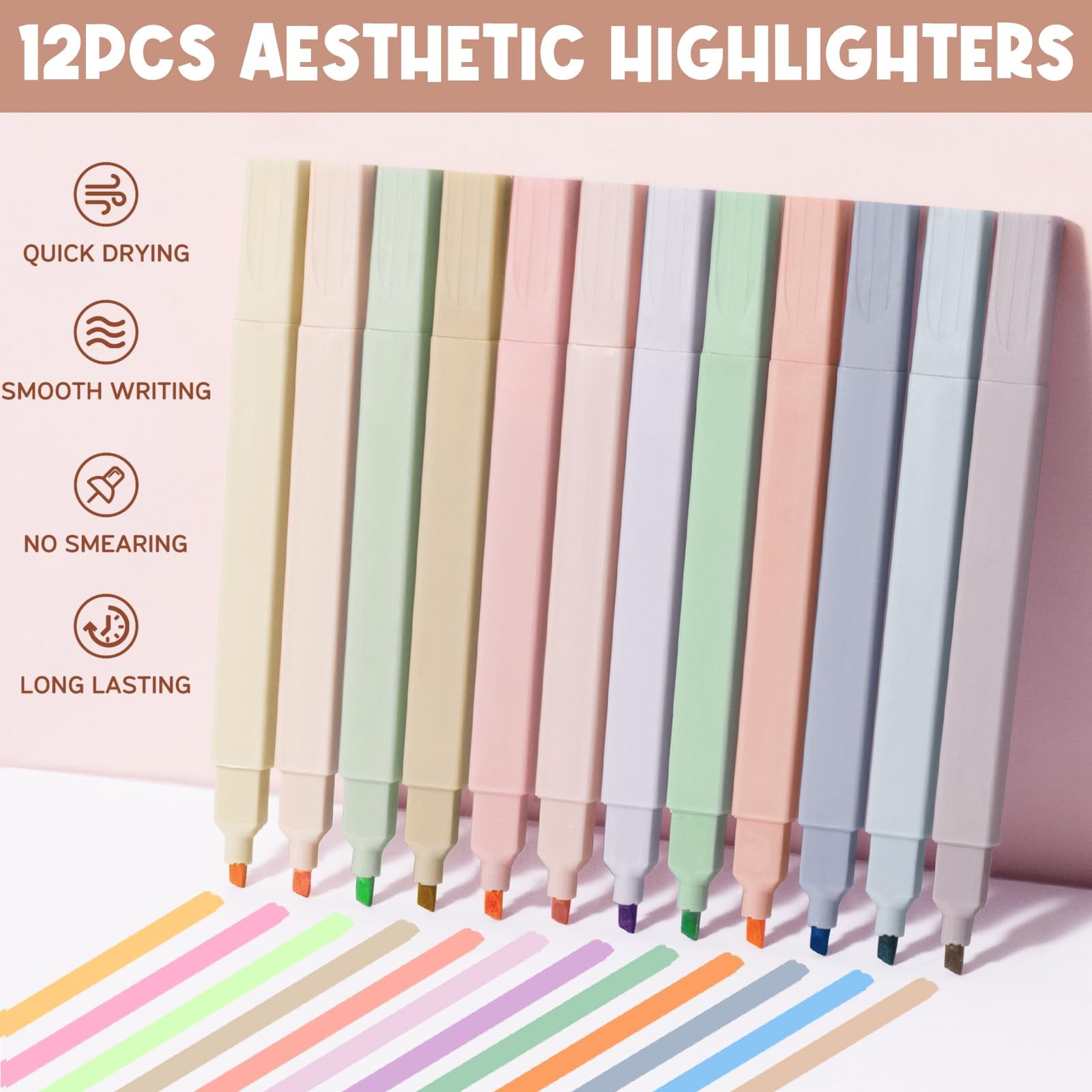 65PCS Aesthetic School Supplies with Cute Pencil Case, Pastel Highlighters Pe…