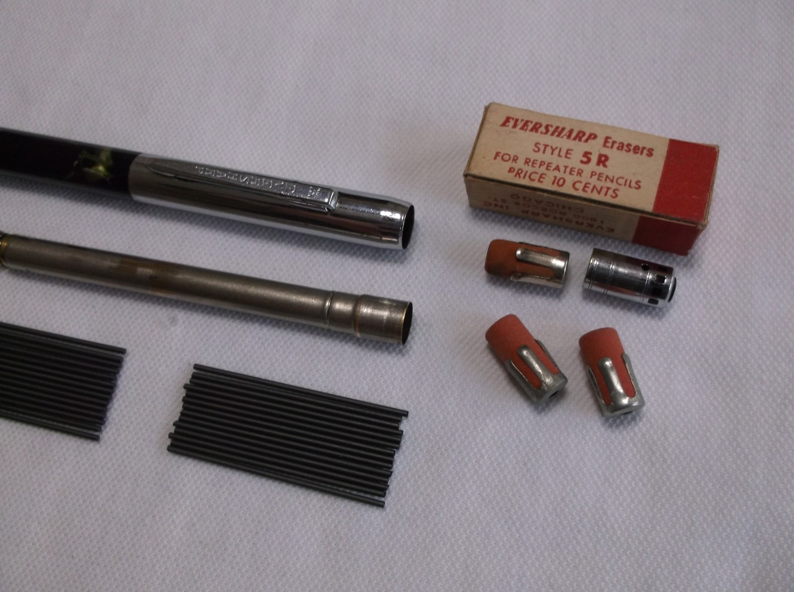 WAHL EVERSHARP CORONET GOLD & GREEN SHELL / CHROME REPEATER PENCIL / 1.1 mm