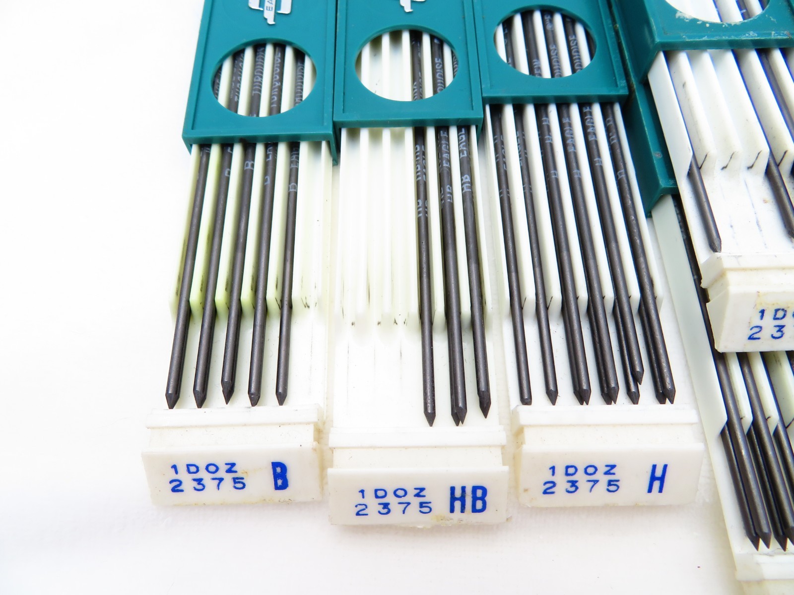 Vintage Eagle Turquoise Drawing Leads 10 Cases Assorted HB H B F 3H 4H Partial