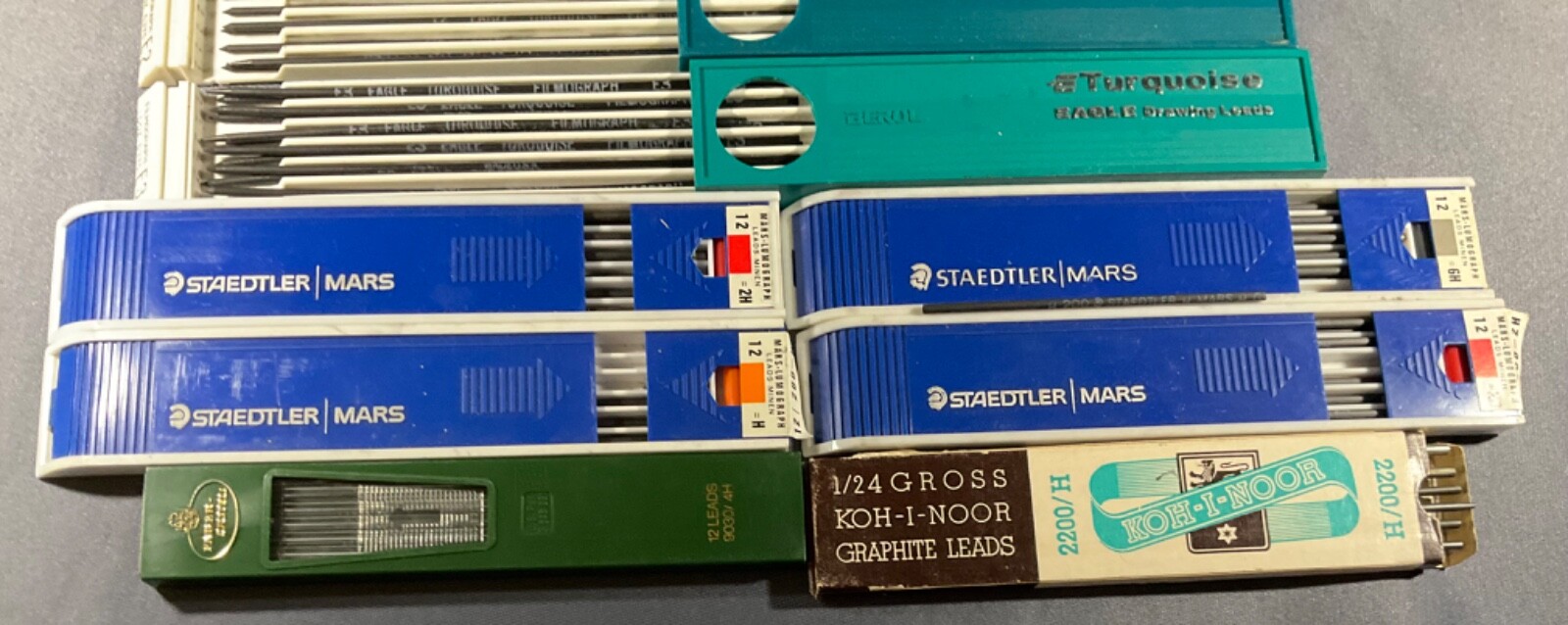 Lot of 12 Drawing Leads Turquoise Eagle Staedtler/Mars Koh-I-Noor Faber Castell
