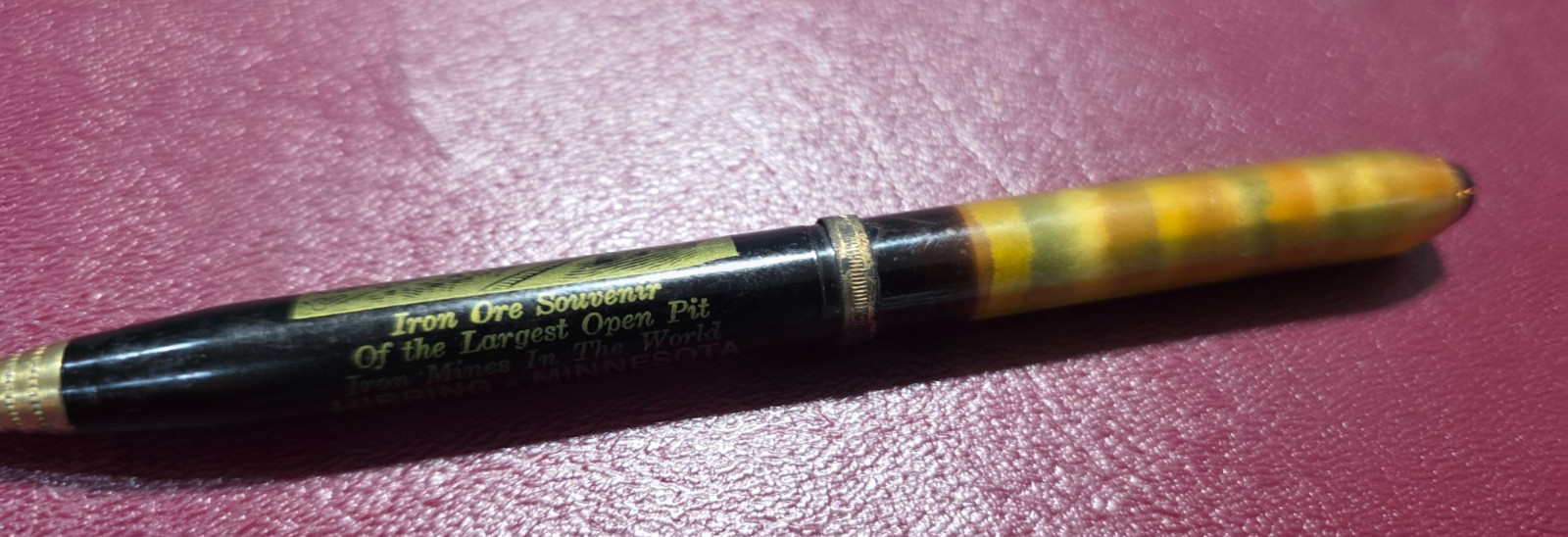 Hibbing Minnesota Iron Ore Mine 0.9mm Mechanical Pencil w/Iron Ore In Cap -1950s