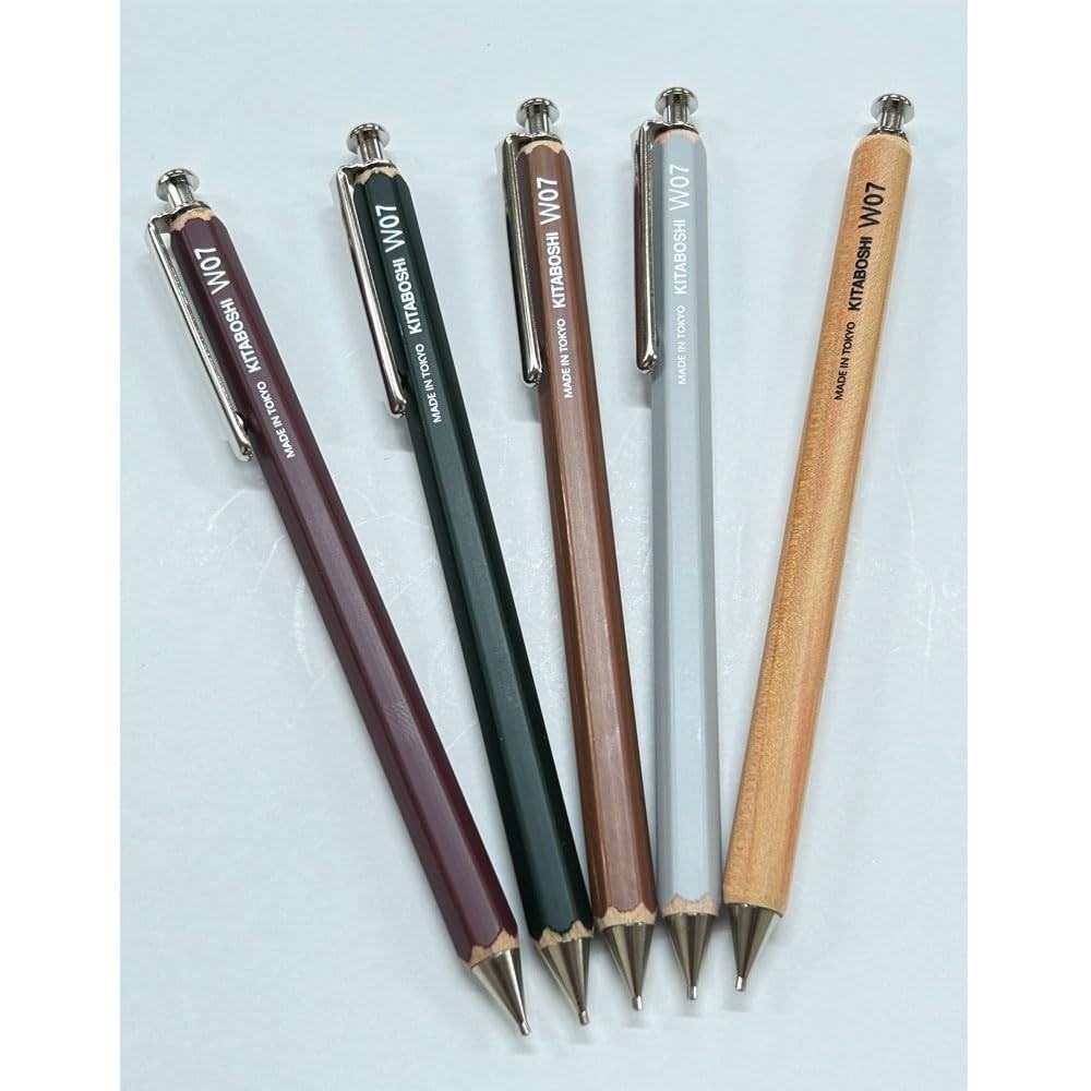 Kitaboshi W07600N 0.7mm 2B Wooden Mechanical Pencil Black Lead Natural Wood