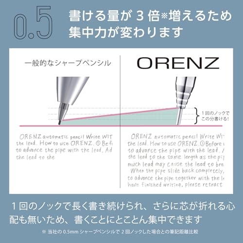 Pentel ORENZ METAL GRIP 0.5mm mechanical pencil, white barrel.