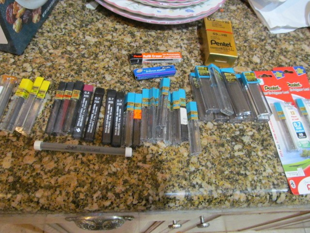 *Vtg Lot of Pentel HB Hi-Polymer .7mm, .5mm .9mm Mechanical Pencil Lead, Erasers