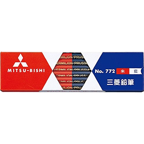 Mitsubishi Vermilion & Prussian Blue Pencil Hexagonal Body 1 dozen K772