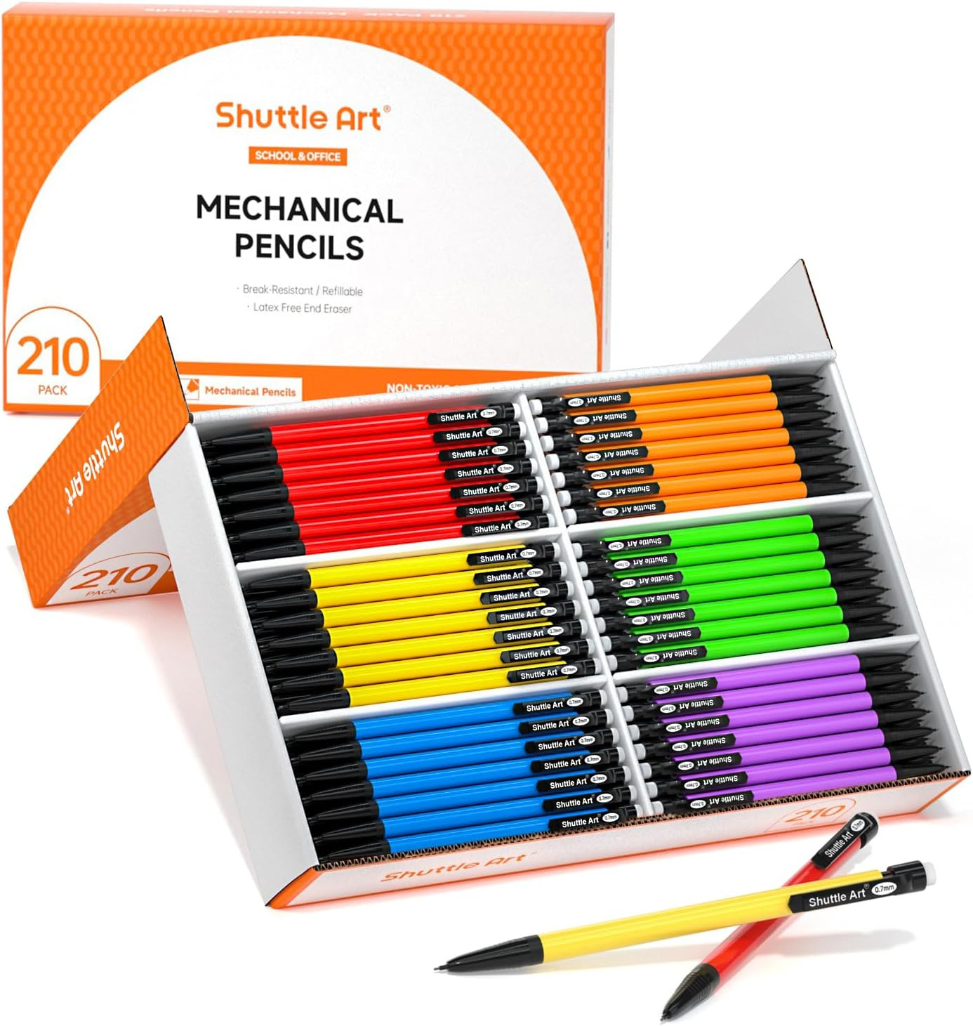 Mechanical Pencils, 210 Pack Bulk Mechanical Pencils 0.7Mm Medium Point, HB #2 L