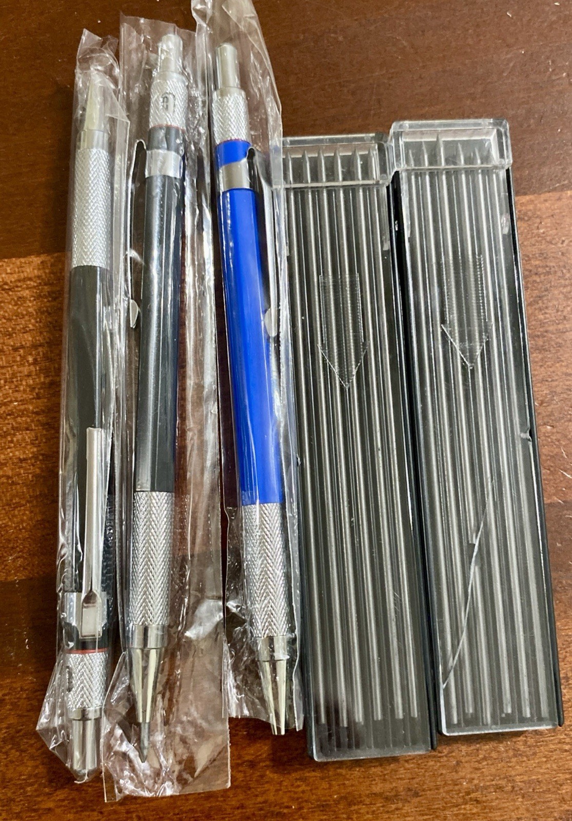 New 3 Metal Mechanical Pencils W/ 2 Cases New Lead