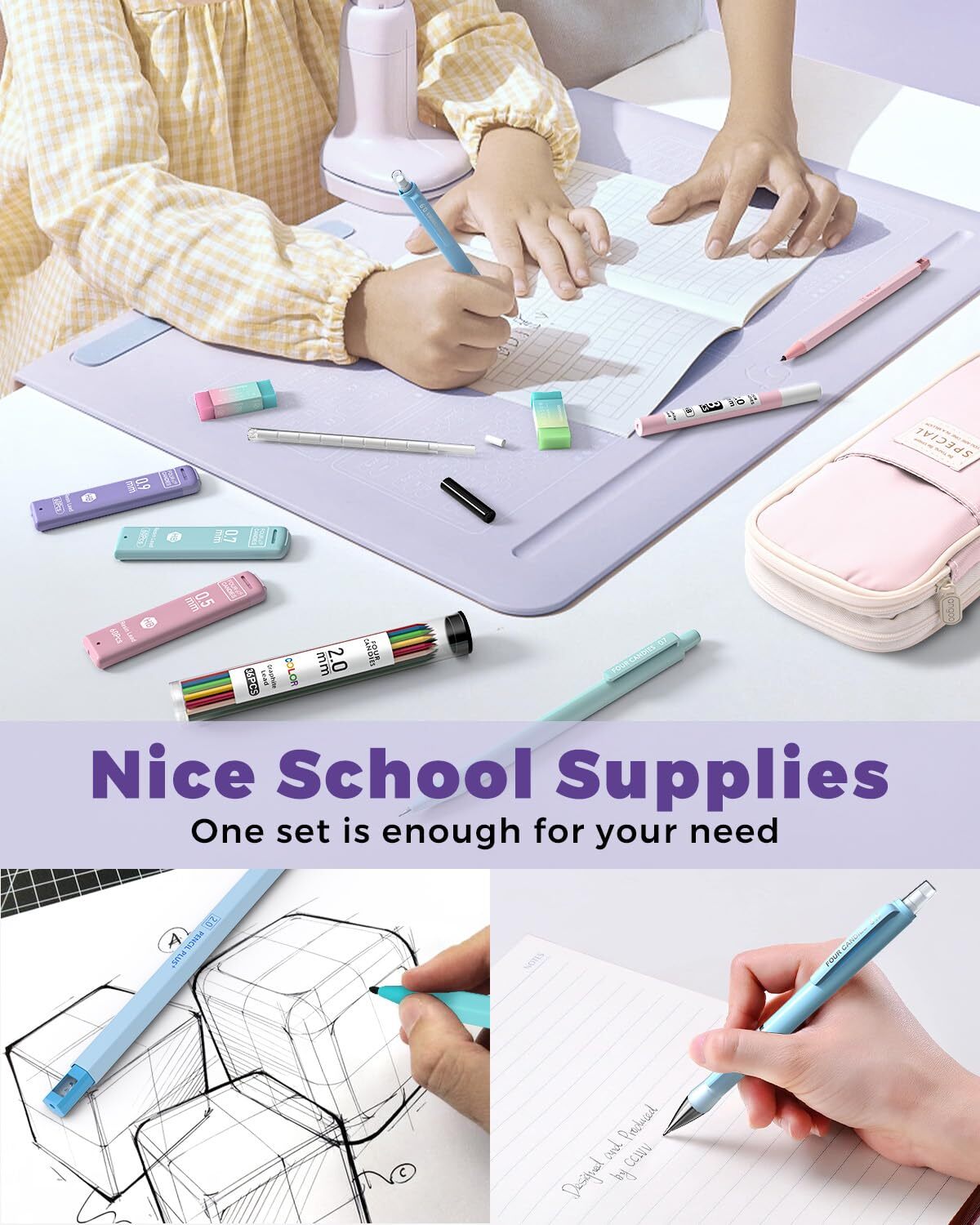 36PCS Aesthetic School Supplies Mechanical Pencils 0.5mm 0.7mm 0.9mm & 2.0mm …
