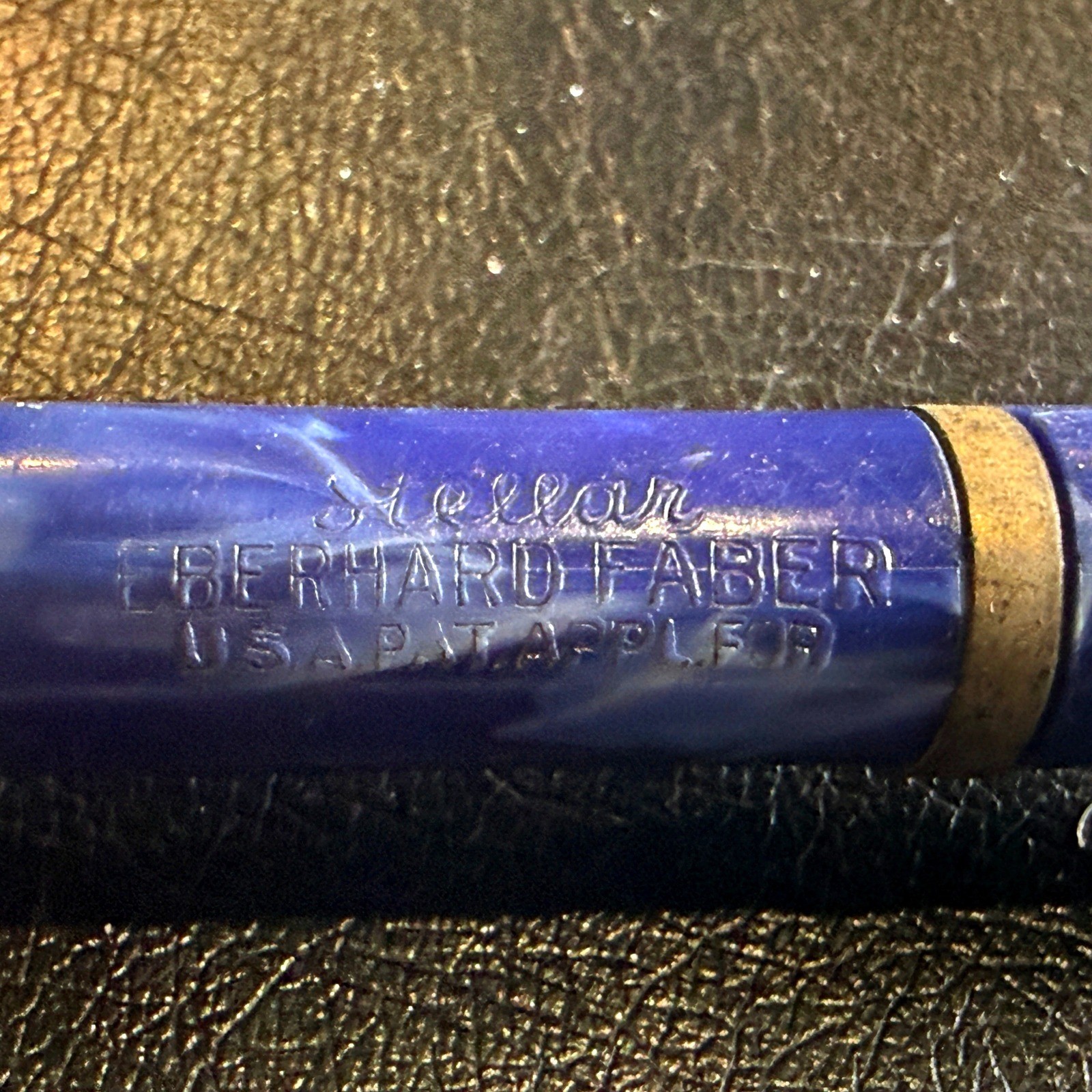 Vintage 1930s Eberhard Faber Stellar Mechanical Pencil Blue Marbled Celluloid