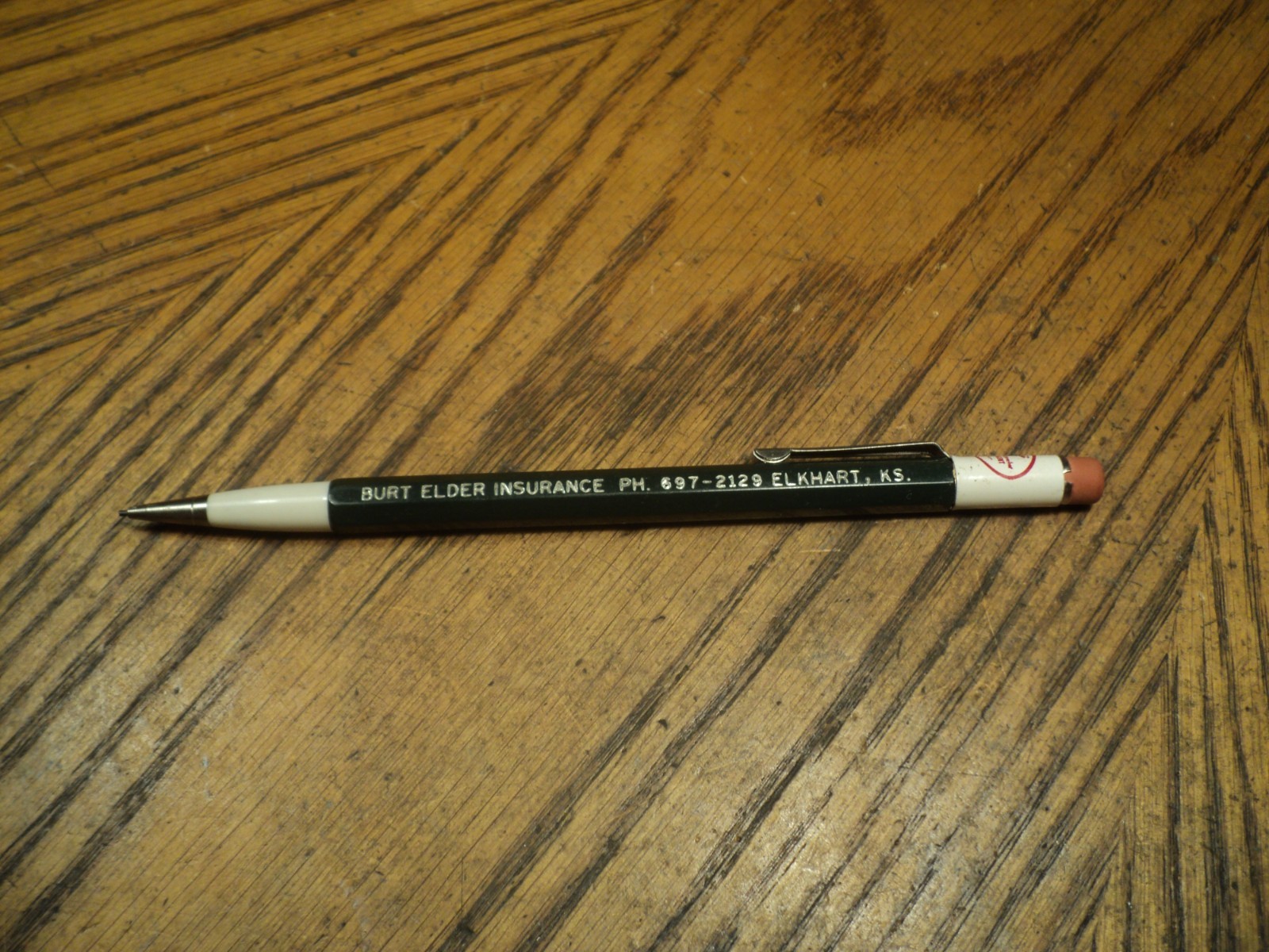 Vintage Durolite Mechanical Pencil Burt Elder Insurance Elkhart 5-5/8″ Long USA