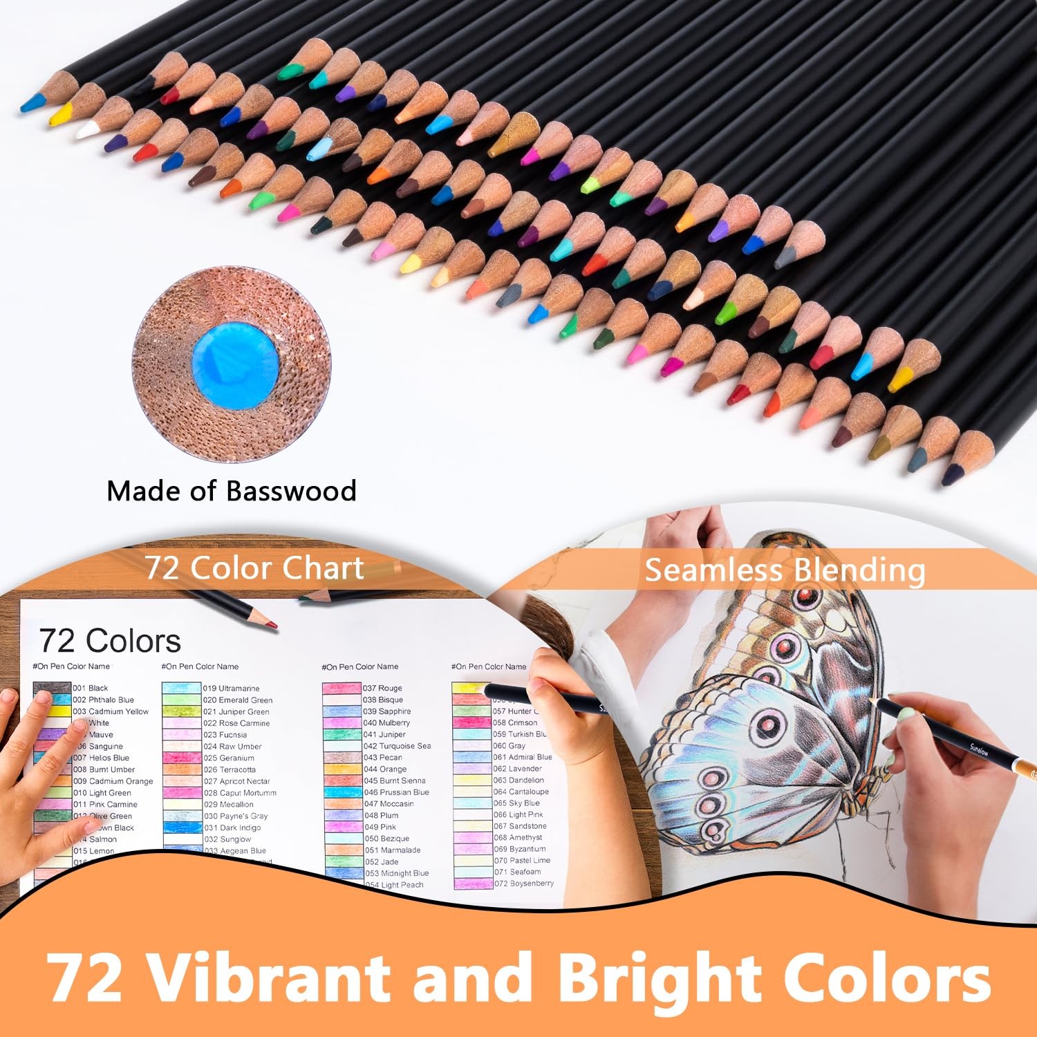Drawdart Colored Pencils for Adult Coloring, 1 Count (Pack of 72), 72 Colors