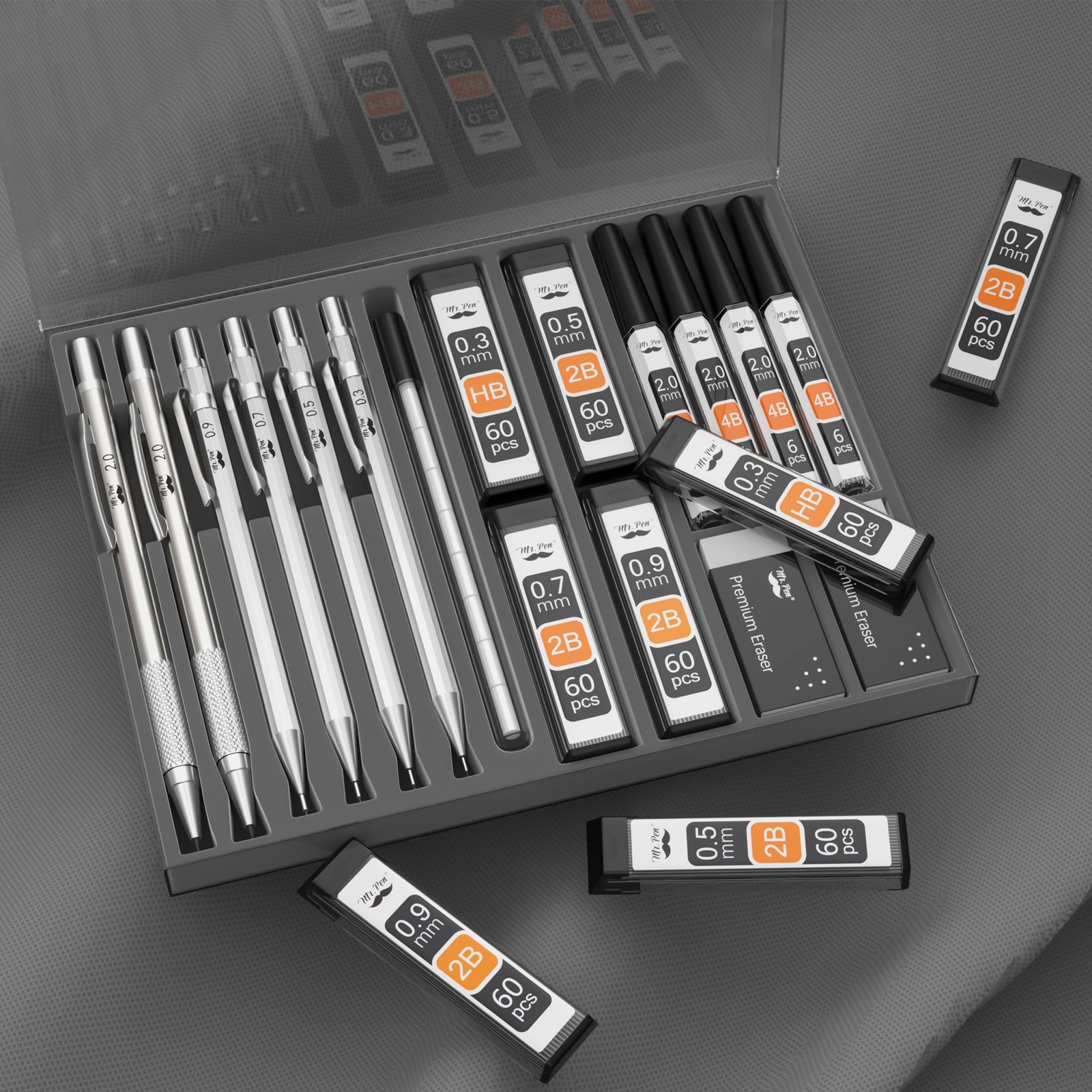 Mr. Pen- Metal Mechanical Pencil Set, 5Sizes, 1 Count (Pack of 1), Multicolor