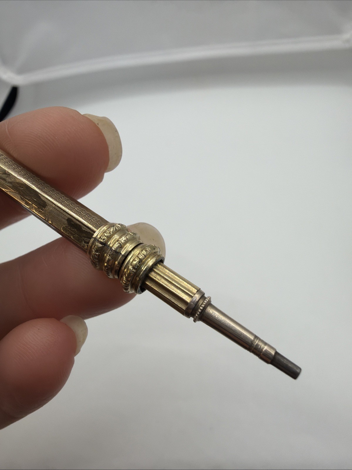 Antique Rolled Gold Victorian Engraved Retractable Propelling Pencil 1890