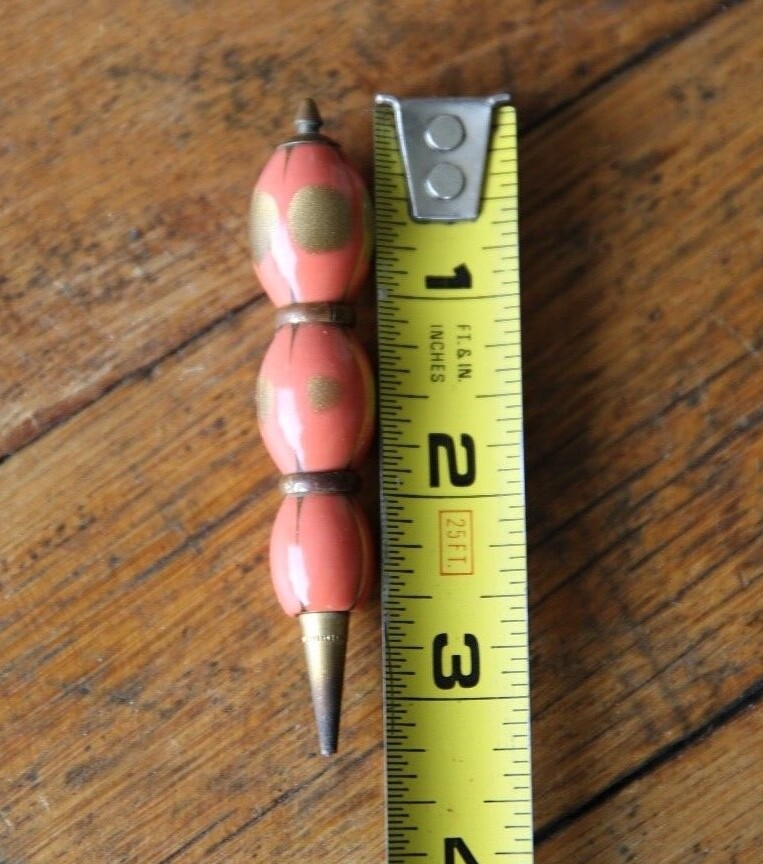 Vintage Mechanical Pencil Art Deco Pink and Gold Miniature RARE