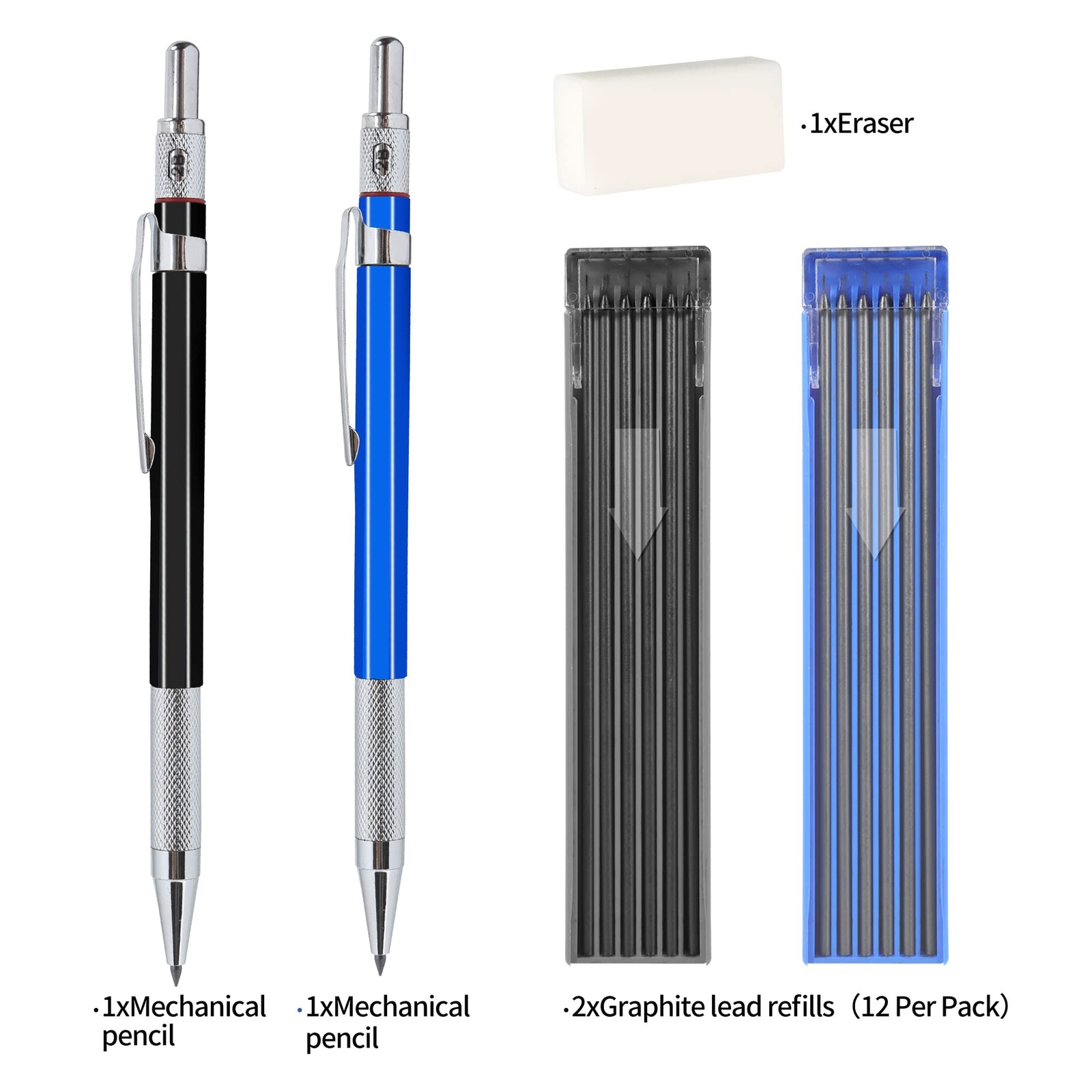 2Mm Mechanical Pencil Set, 2 Pieces Artist Carpenter Drafting Pencils 2.0 Mm wit