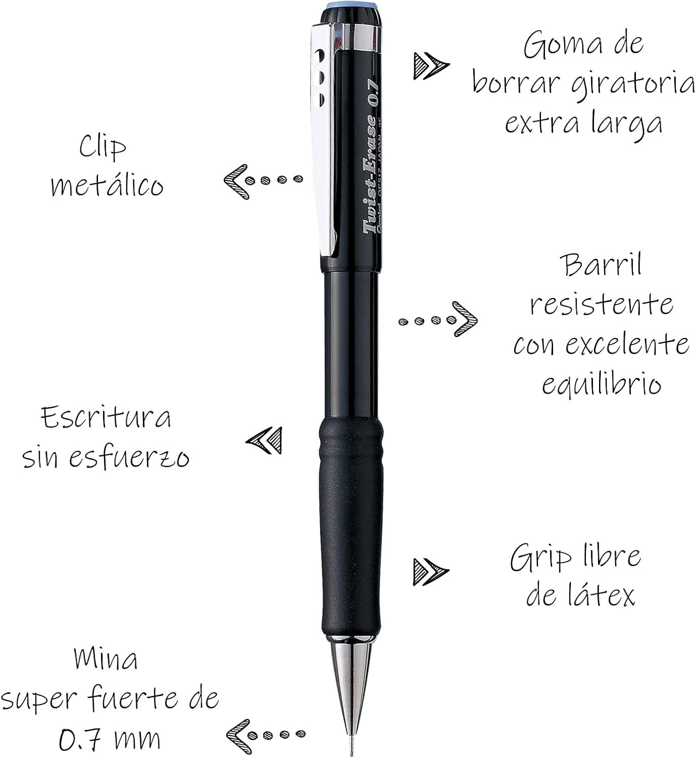 Twist-Erase III Mechanical Pencil 0.7mm, Black Barrel, 12 Pack – Comfort & Style