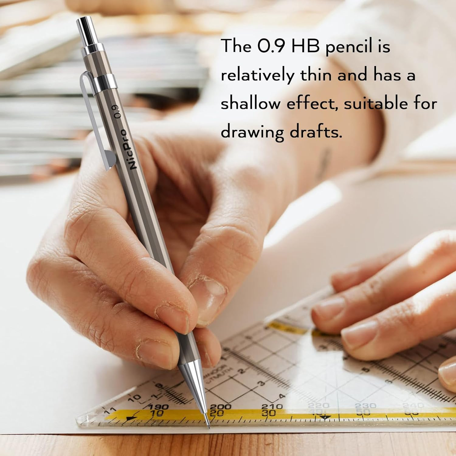 2 PCS 0.9 Mm Metal Mechanical Pencils Set, Drafting Pencil for Artist Writing, S